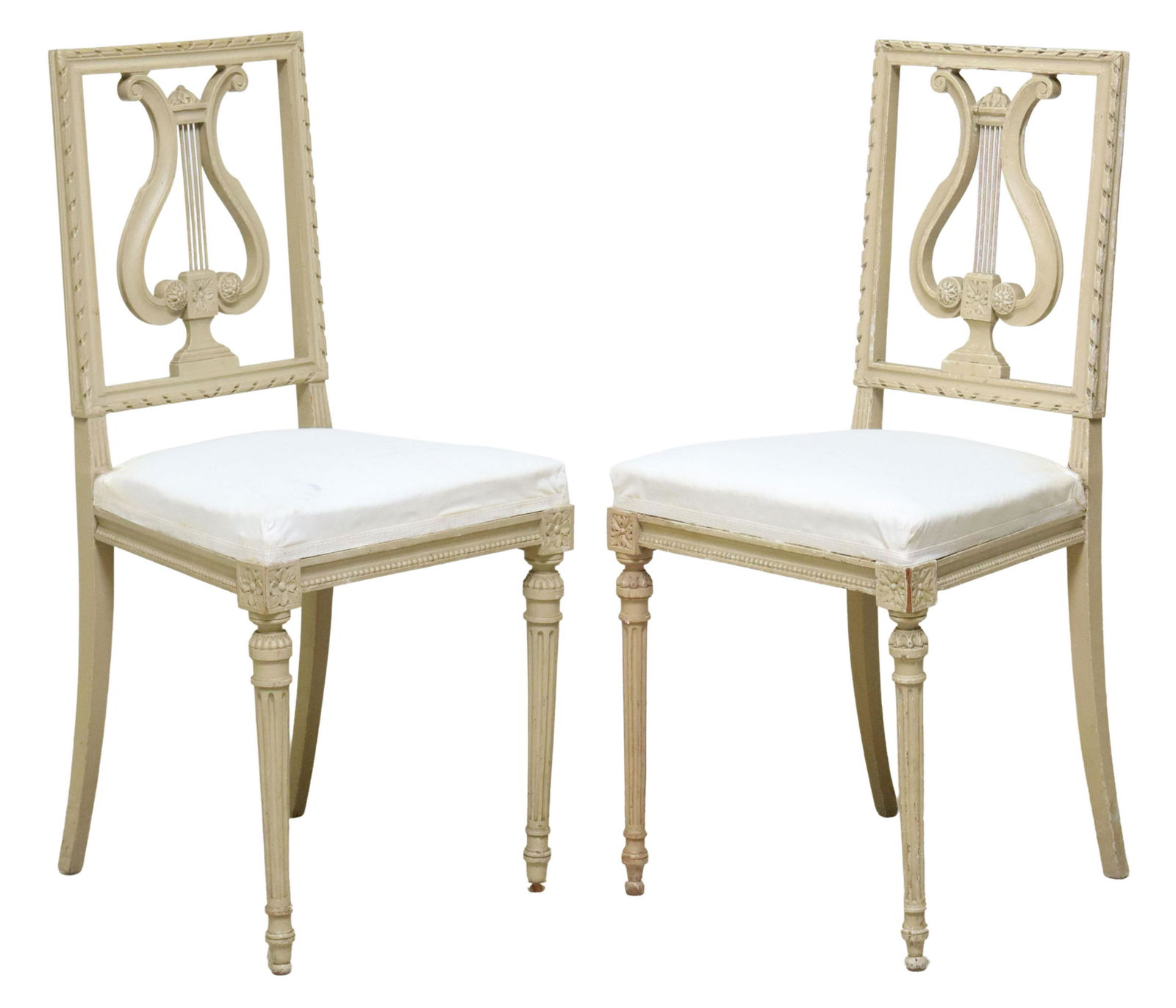 (2) FRENCH LOUIS XVI STYLE LYRE BACK SIDE CHAIRS (1 of 4)