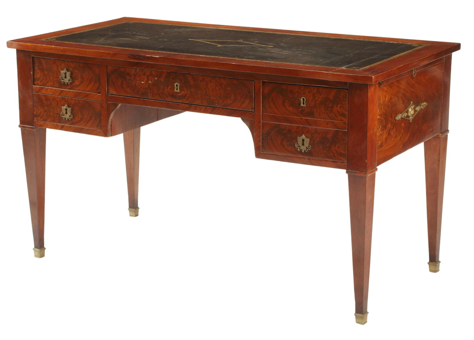 EMPIRE STYLE LEATHER-TOP MAHOGANY BUREAU PLAT (1 of 3)