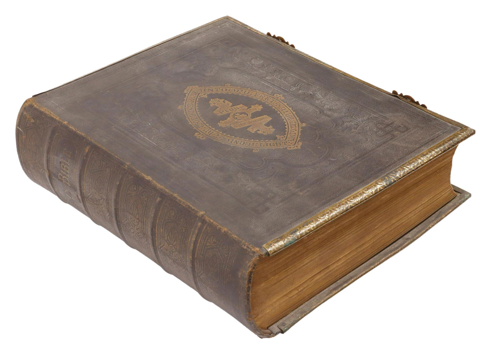 ENGLISH LEATHER-BOUND ILLUSTRATED FAMILY BIBLE (1 of 8)