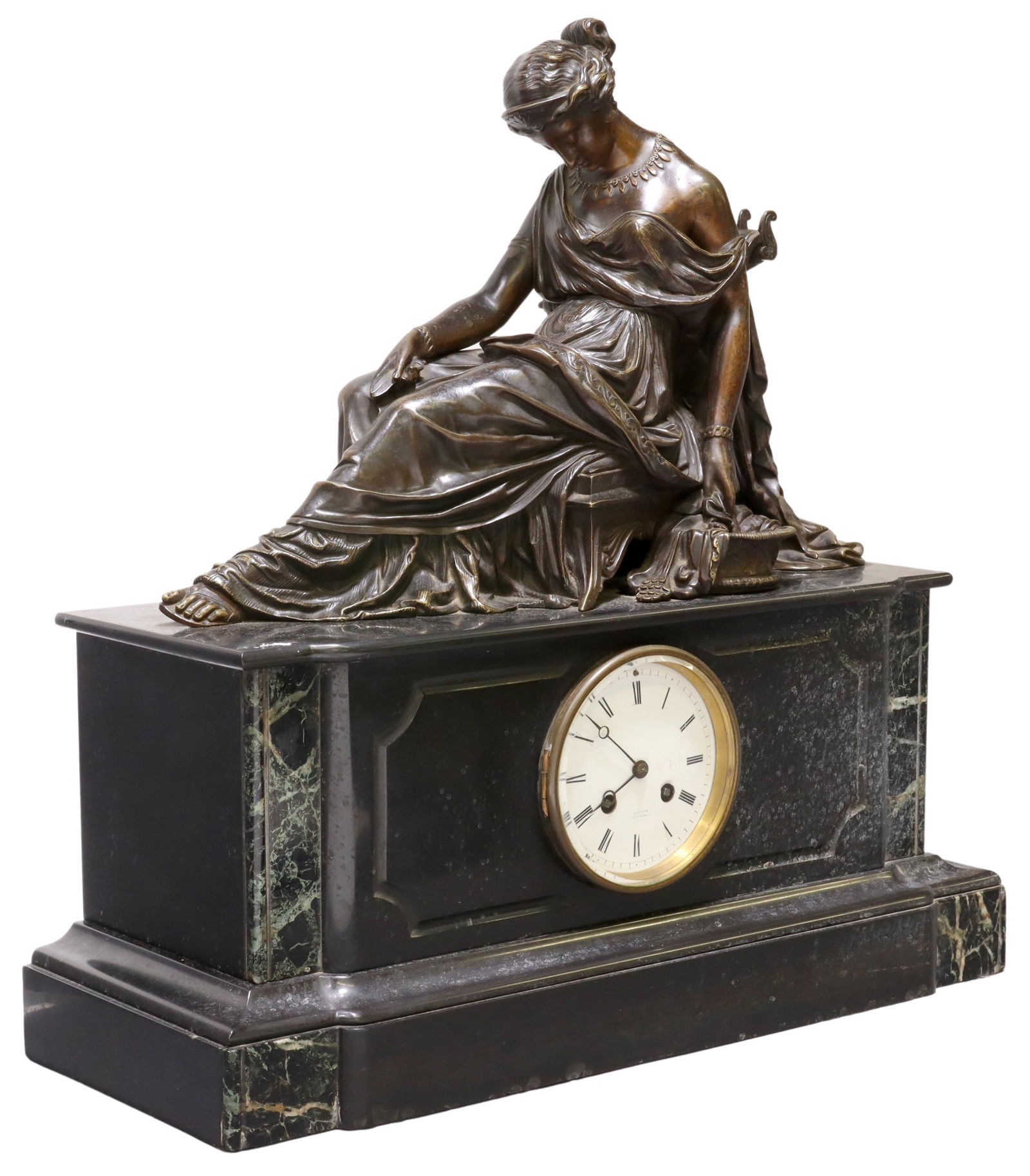 FRENCH BRONZE FIGURAL MANTEL SHELF CLOCK, 19TH C. (1 of 6)