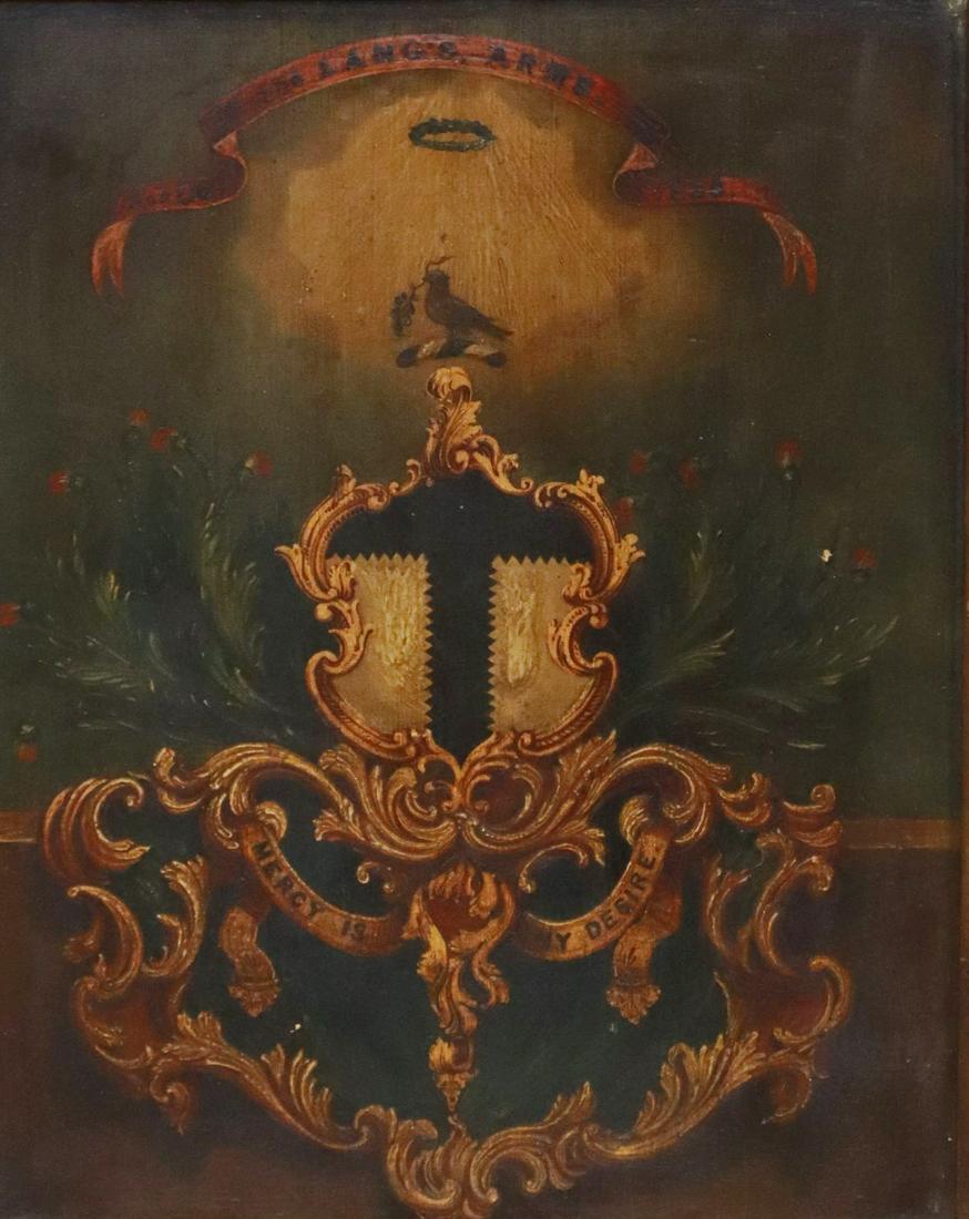 FRAMED ARMORIAL PAINTING LANG COAT OF ARMS (1 of 3)