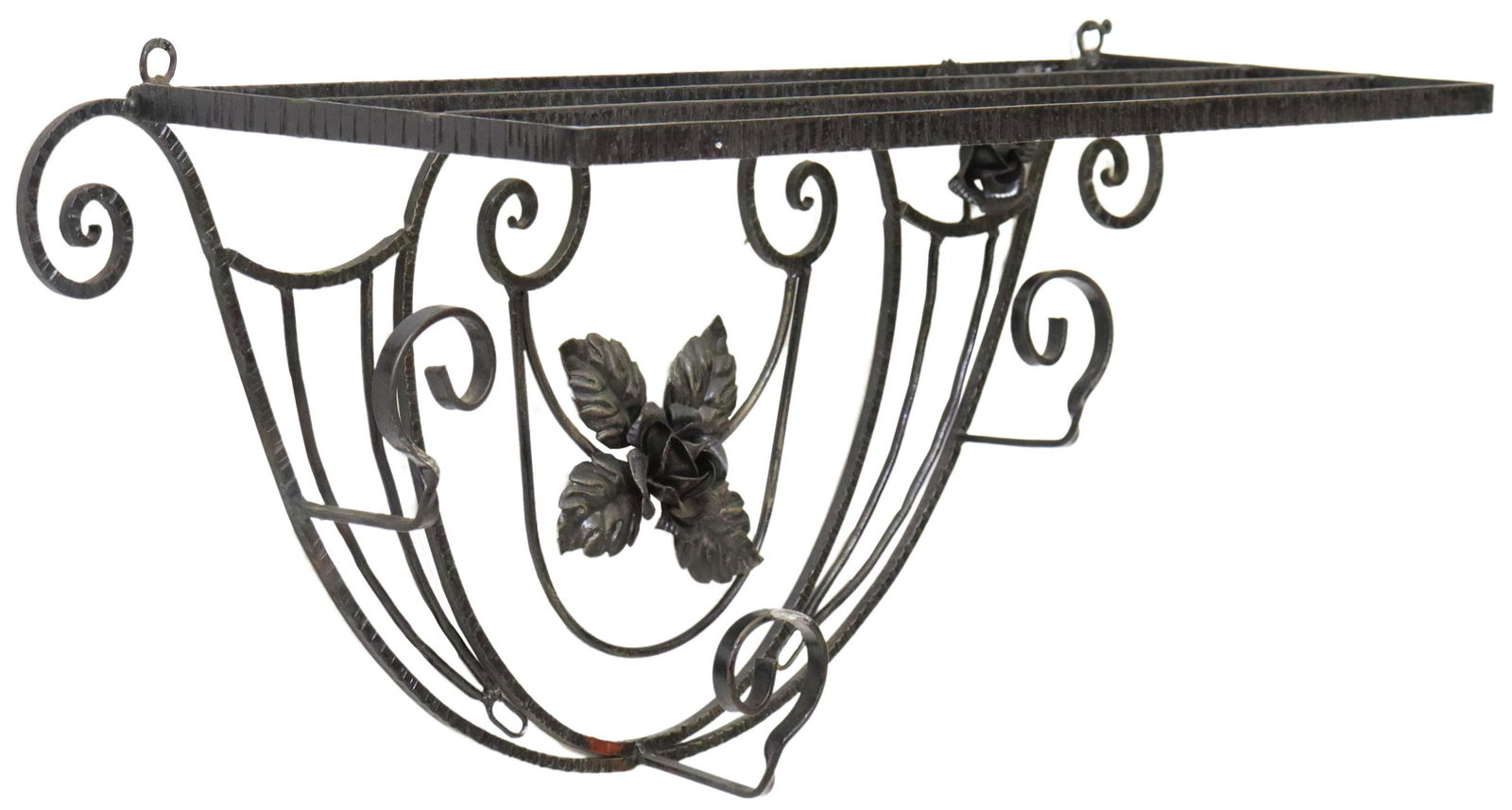 FRENCH ART DECO WROUGHT IRON WALL-MOUNTED SHELF (1 of 3)