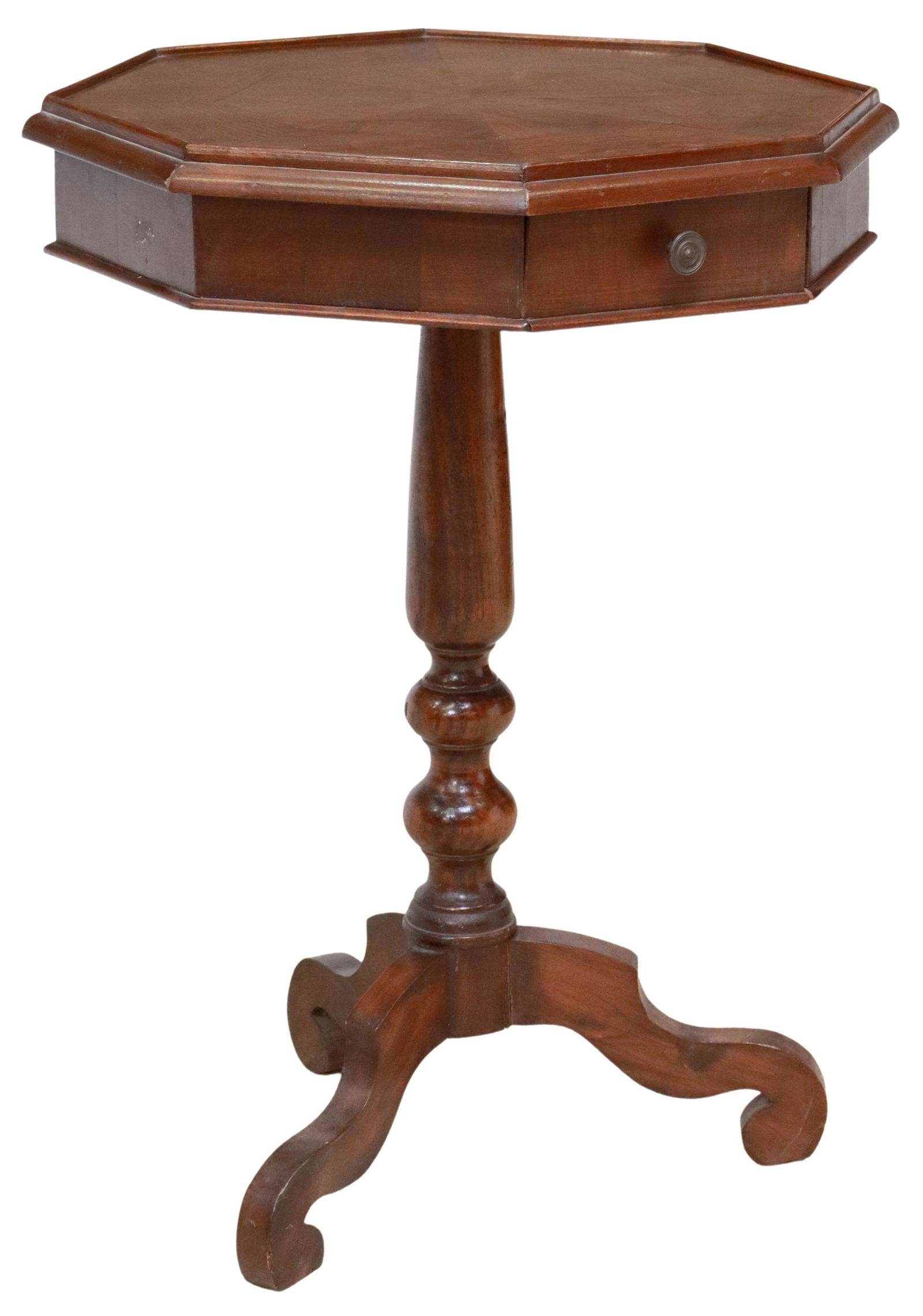 ITALIAN WALNUT OCTAGONAL TOP OCCASIONAL TABLE (1 of 5)