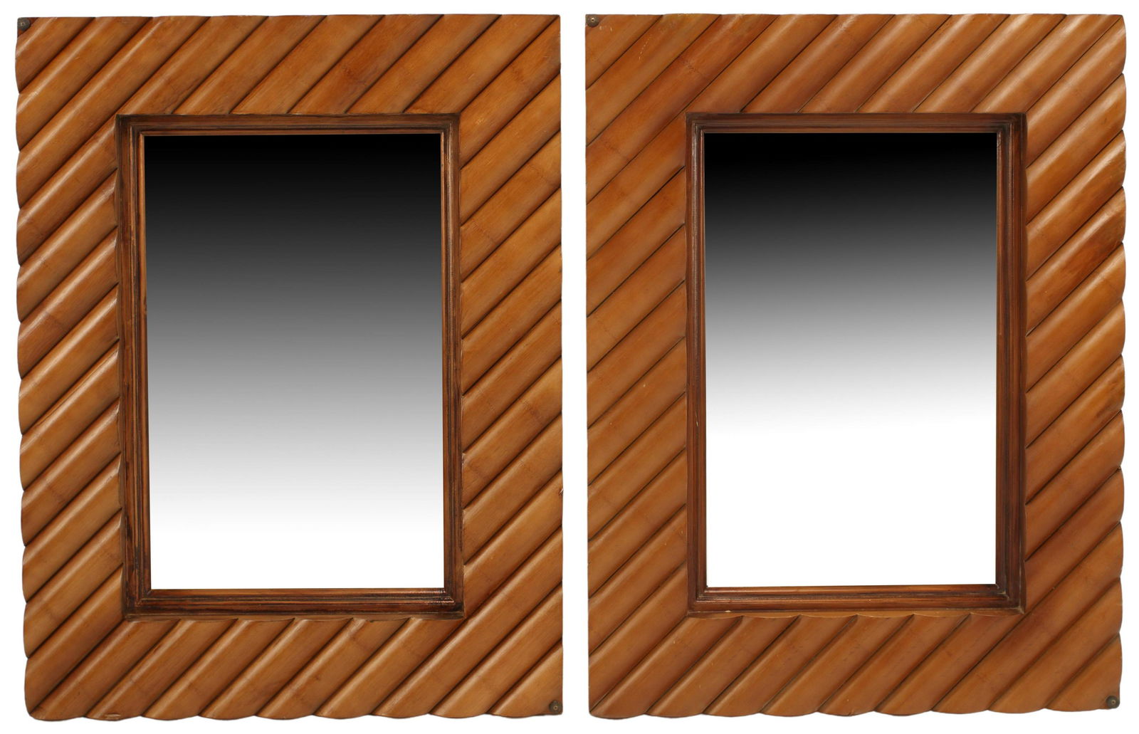 (2) BAMBOO FRAMED MIRRORS, 48" X 37" (1 of 2)
