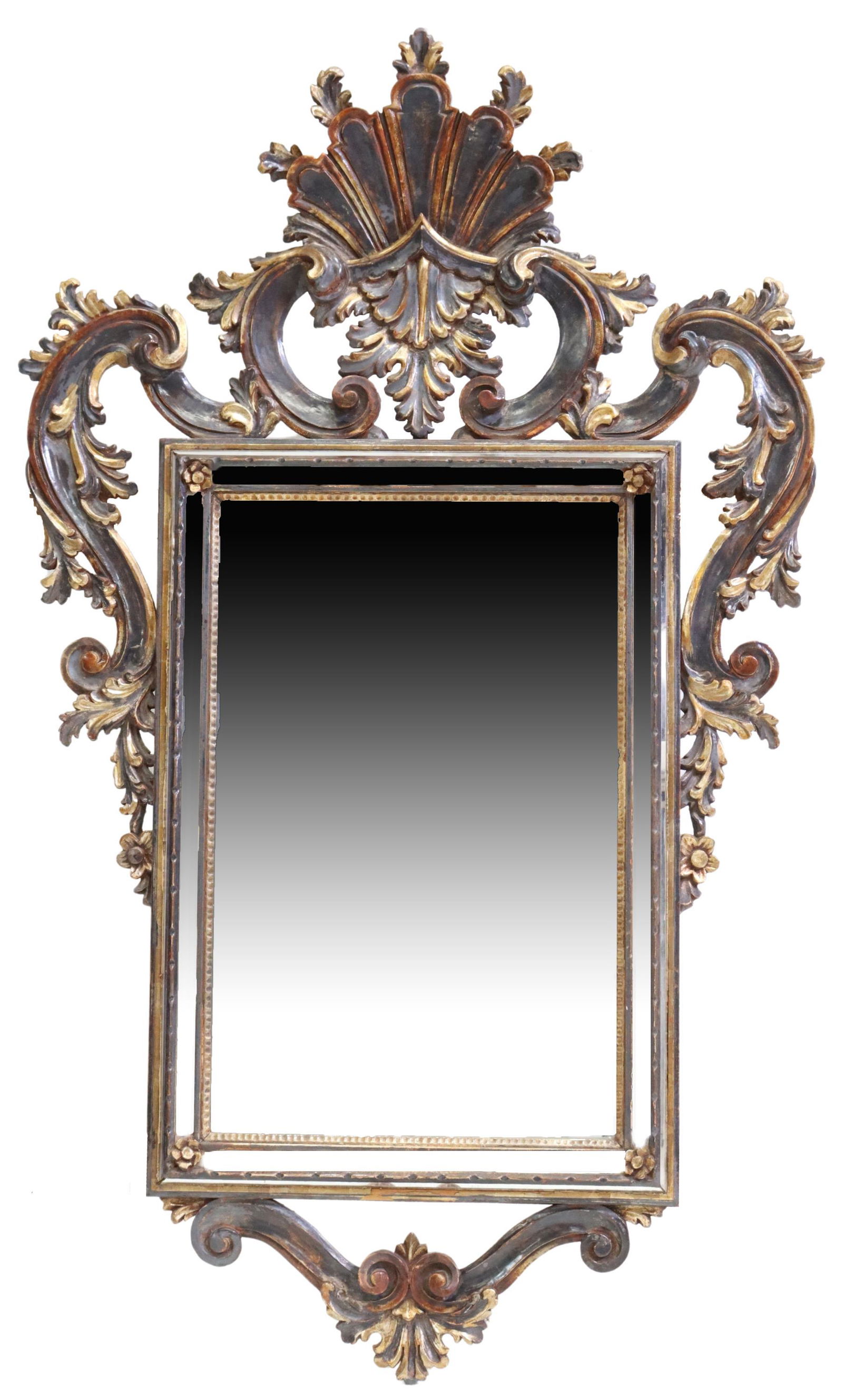 LOUIS XV STYLE PAINTED CUSHION WALL MIRROR (1 of 4)