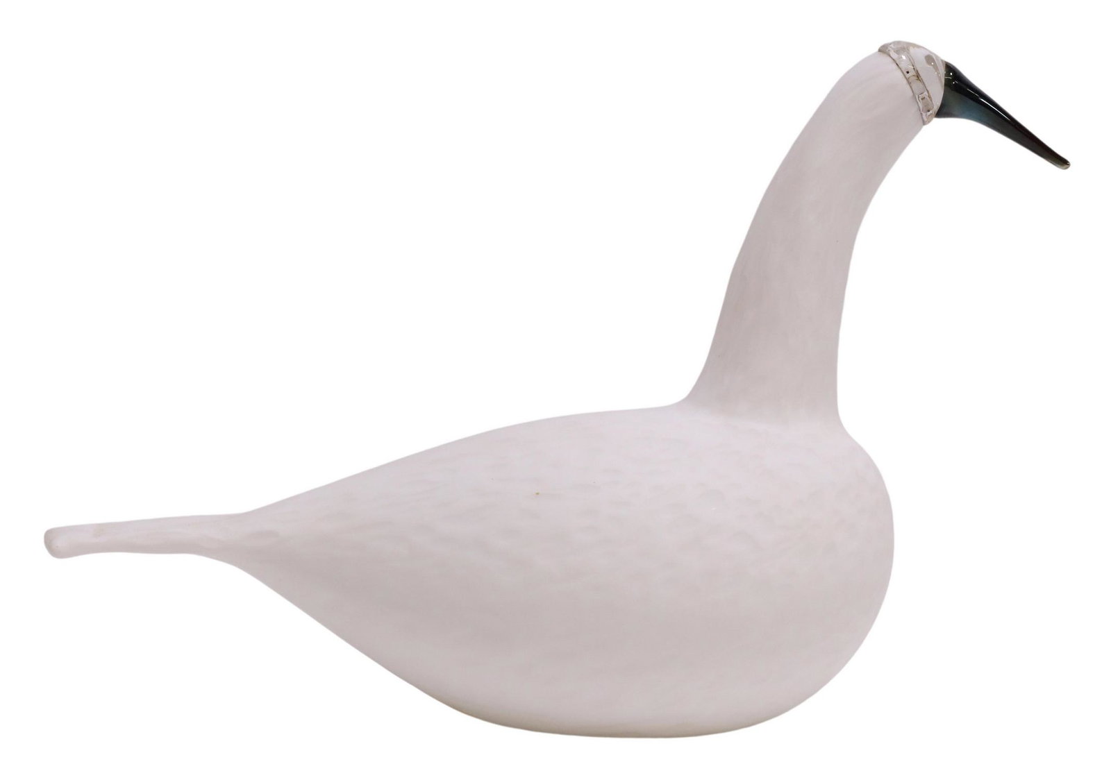 TOIKKA FOR IITTALA ART GLASS BIRD WHOOPER SWAN: Art glass bird sculpture, Whooper Swan (Karjalan Laulujoutsen), designed by Oiva Toikka (1931-2019) for iittala, approx 8.75"h, 14"l, 5"w, 2.25lbs **Provenance: From the estate of University of Texas 
