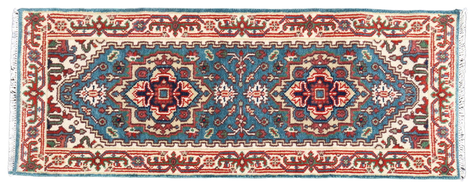 HAND-TIED INDO-SERAPI RUNNER, 6'2" X 2'6": Hand-tied Indo-Serapi runner, approx 6'2"l, 2'6"w **Please Note: All of the rugs offered in this auction would likely benefit from a professional cleaning. Estate rugs may show some wear and imperfect