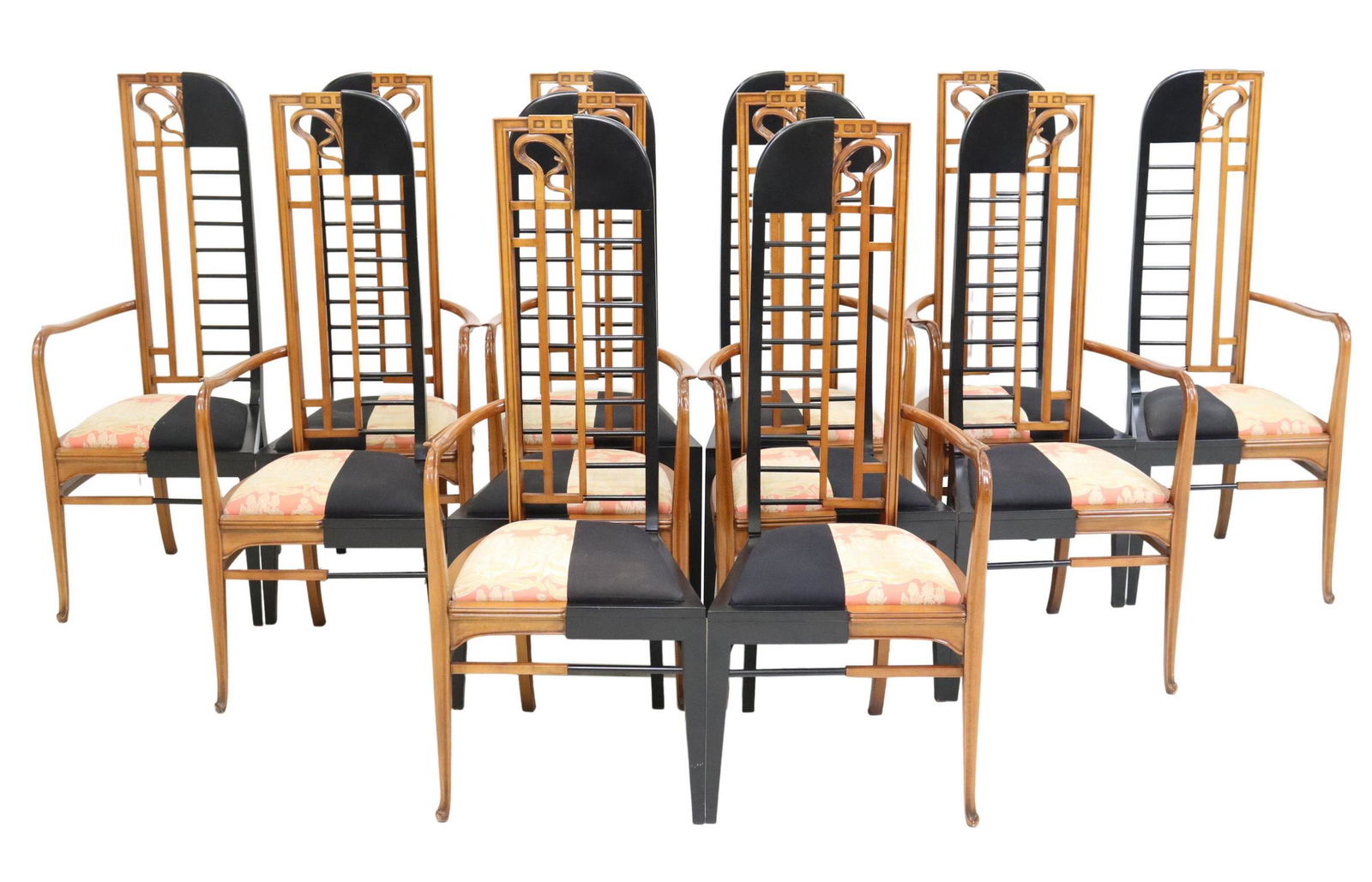 (12) FRANCO RAGGI (B.1945) METAMORFOSI CHAIRS: (lot of 12) Italian modern chairs, Franco Raggi (Italian, b.1945) for Medesa, from the "Metamorfosi" collection for the exhibition "Abitare il Tempo," c.1989, approx 49.5"h, 20"w, 20"d, seat height: 1