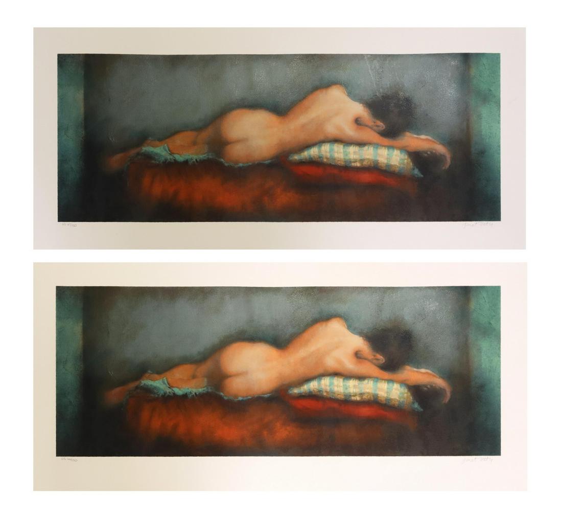 (2) JANET TREBY (B.1955) LIMITED PRINTS 'DESIRE': (lot of 2) Unframed prints on paper, "Desire," signed lower right Janet Treby (English, b.1955), (one) numbered U.S. 66/ 150, (one) numbered U.S. 67/ 150, sheet: approx 20.25"h, 42"w **Provenance: Fro