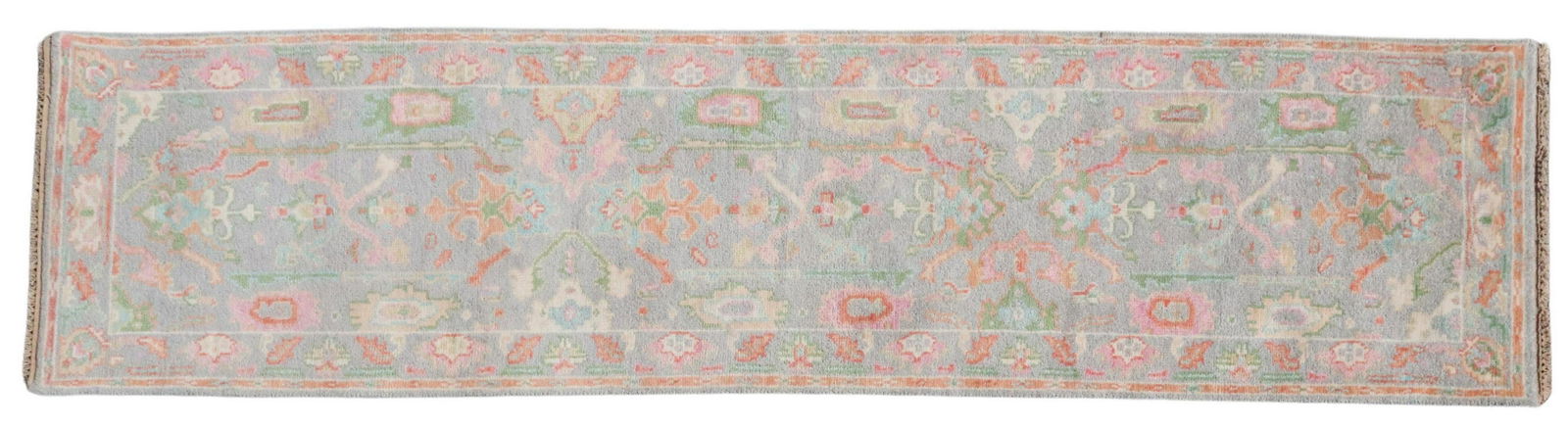 HAND-TIED INDO-OUSHAK RUNNER, 10' X 2'6": Hand-tied Indo-Oushak runner, approx 10'l, 2'6"w **Please Note: All of the rugs offered in this auction would likely benefit from a professional cleaning. Estate rugs may show some wear and imperfecti