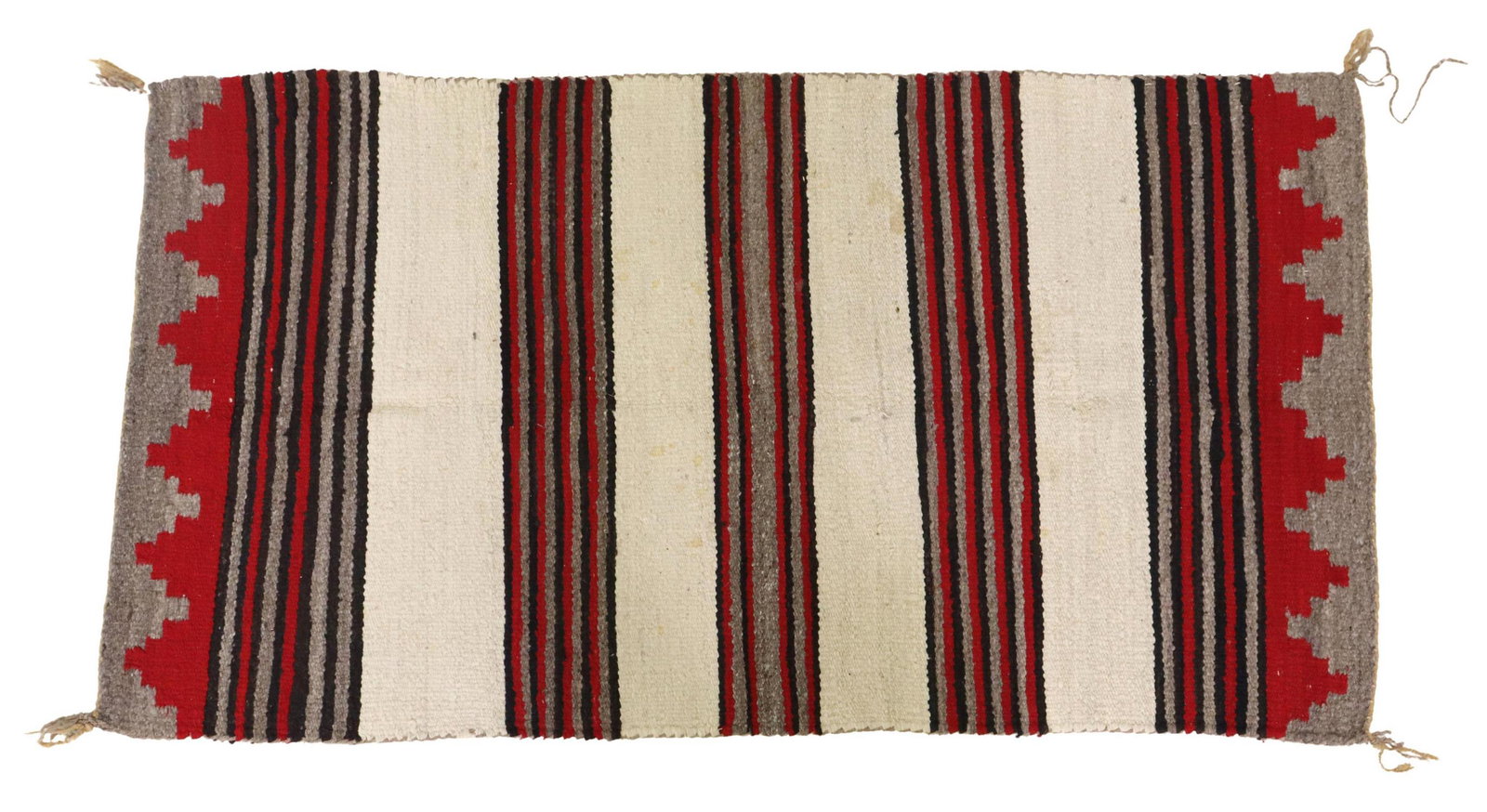 NAVAJO WOOL DOUBLE SADDLE BLANKET, 4'10" X 2'7": Native American handspun wool double saddle blanket, Navajo, c. 1950s/1960s, approx 4'10"l, 2'7"w Start Price: $100.00