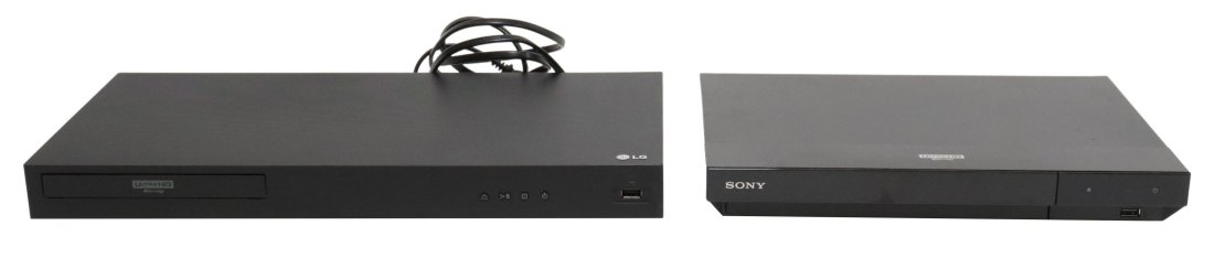(2) BLUE RAY DISC PLAYERS SONY AND LG: (2) Blue ray disc players, (1) Sony UBP-X700 1.75" H, 12.5"W, 8.25" D (1) LG UBK90 Ultra HD Blue Ray Disc Player 1.75" H, 17" W, 8' D. **Provenance: an Austin, Texas collection**