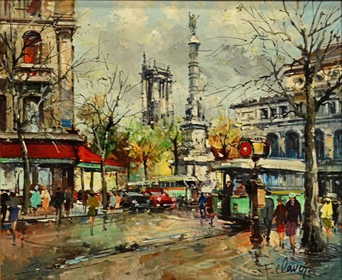 138 FRAMED PAINTING, PARIS STREET SCENE, F. CLAVER