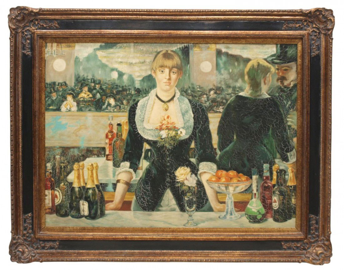 374 FRAMED PAINTING WOMAN AT BAR, AFTER EDOUARD Oct 23, 2011