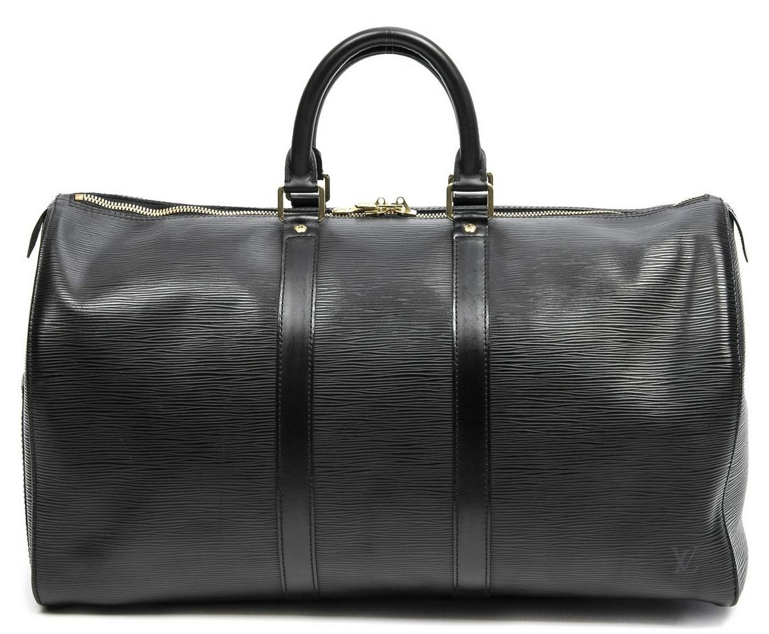 LOUIS VUITTON 'KEEPALL' 45 BLACK EPI LEATHER BAG (1 of 7)