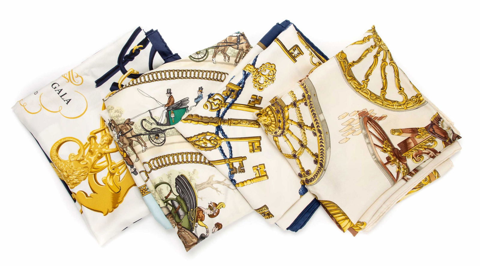 (4) HERMES SILK TWILL SCARVES, 'BRIDES DE GALA' (1 of 9)