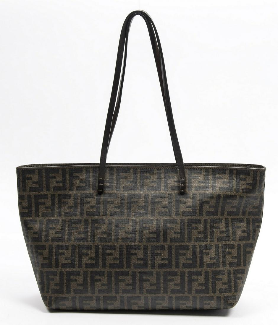 FENDI ZUCCA MONOGRAM CANVAS ZIP TOTE SHOULDER BAG (1 of 8)