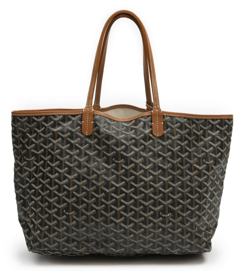 GOYARD 'SAINT LOUIS PM' BLACK GOYARDINE TOTE BAG (1 of 7)