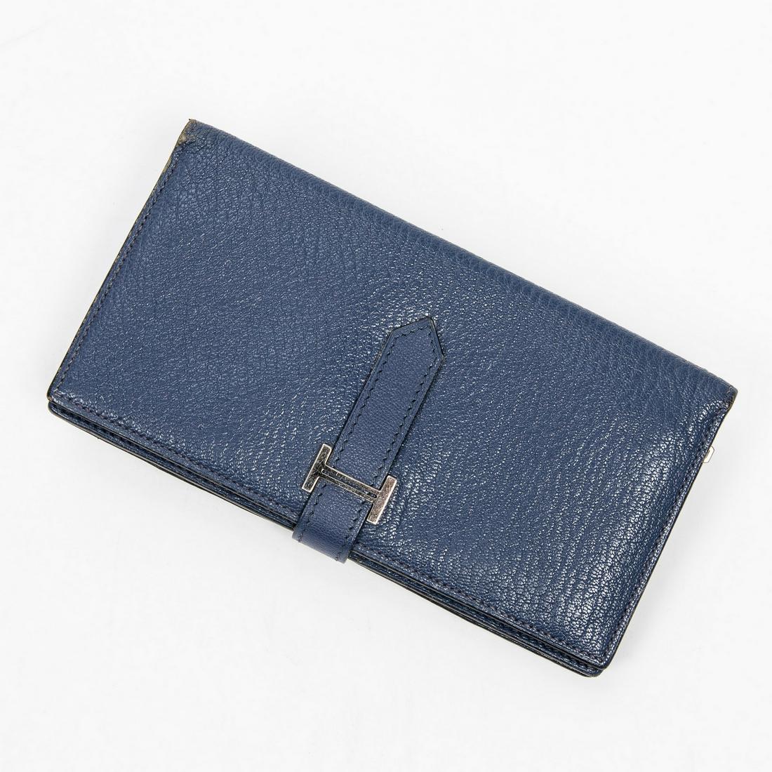 HERMES 'BEARN' BLUE OCEAN TOGO LEATHER WALLET (1 of 3)