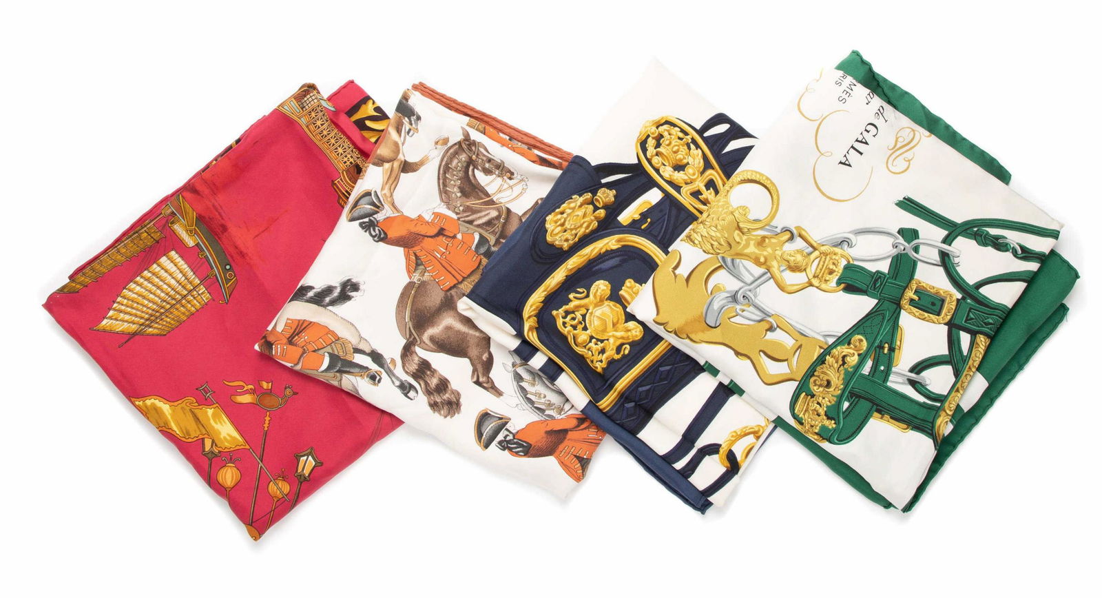 (4) HERMES SILK TWILL SCARVES 'BRIDES DE GALA' (1 of 9)