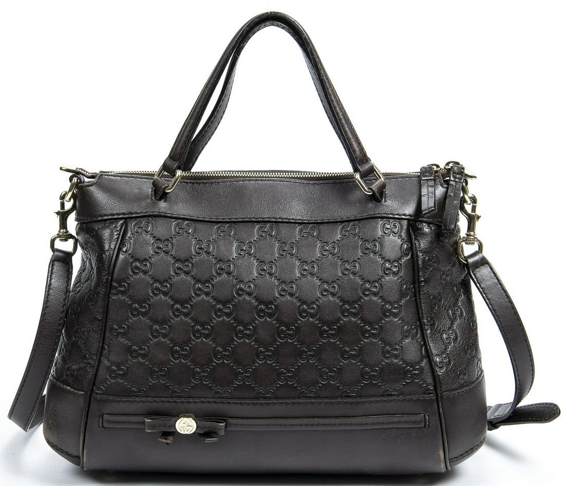 GUCCI 'SIGNATURE MAYFAIR' BROWN LEATHER HANDBAG (1 of 7)