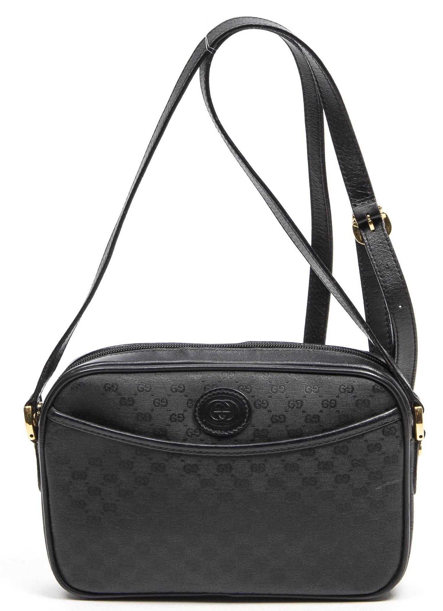 GUCCI 'GG PLUS CAMERA' BLACK CANVAS SHOULDER BAG (1 of 7)