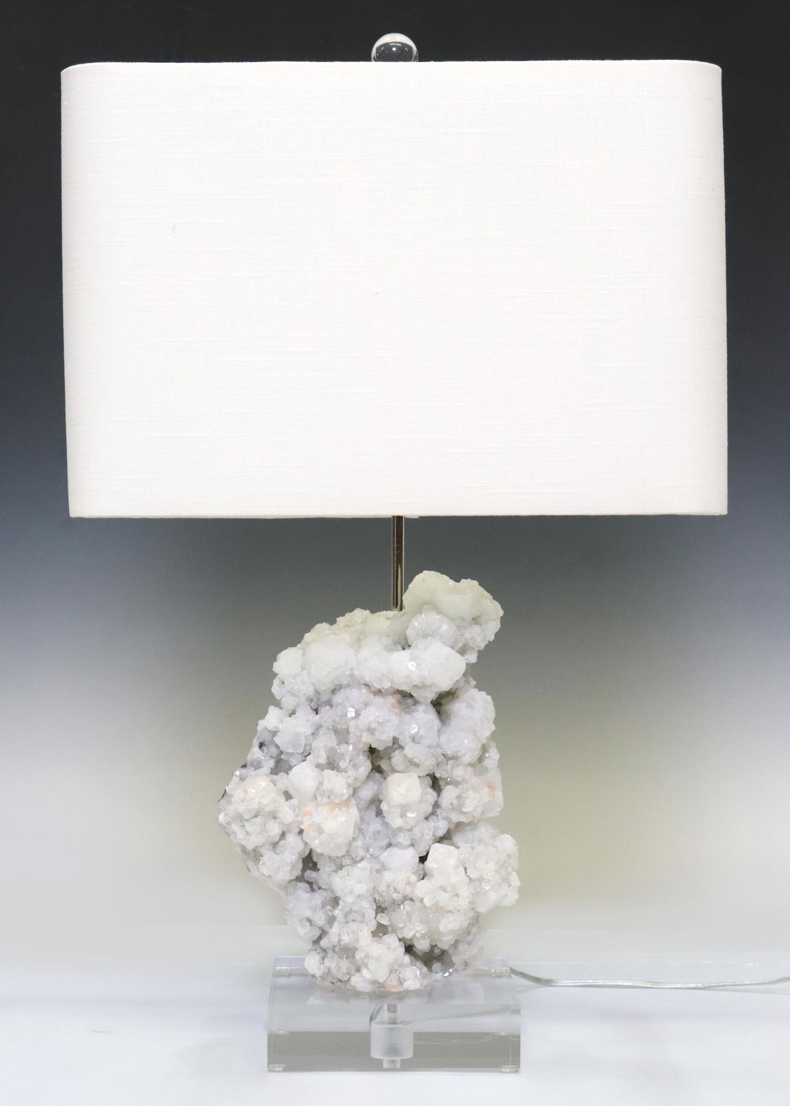 APOPHYLLITE SPECIMEN TABLE LAMP ON CLEAR BASE (1 of 6)
