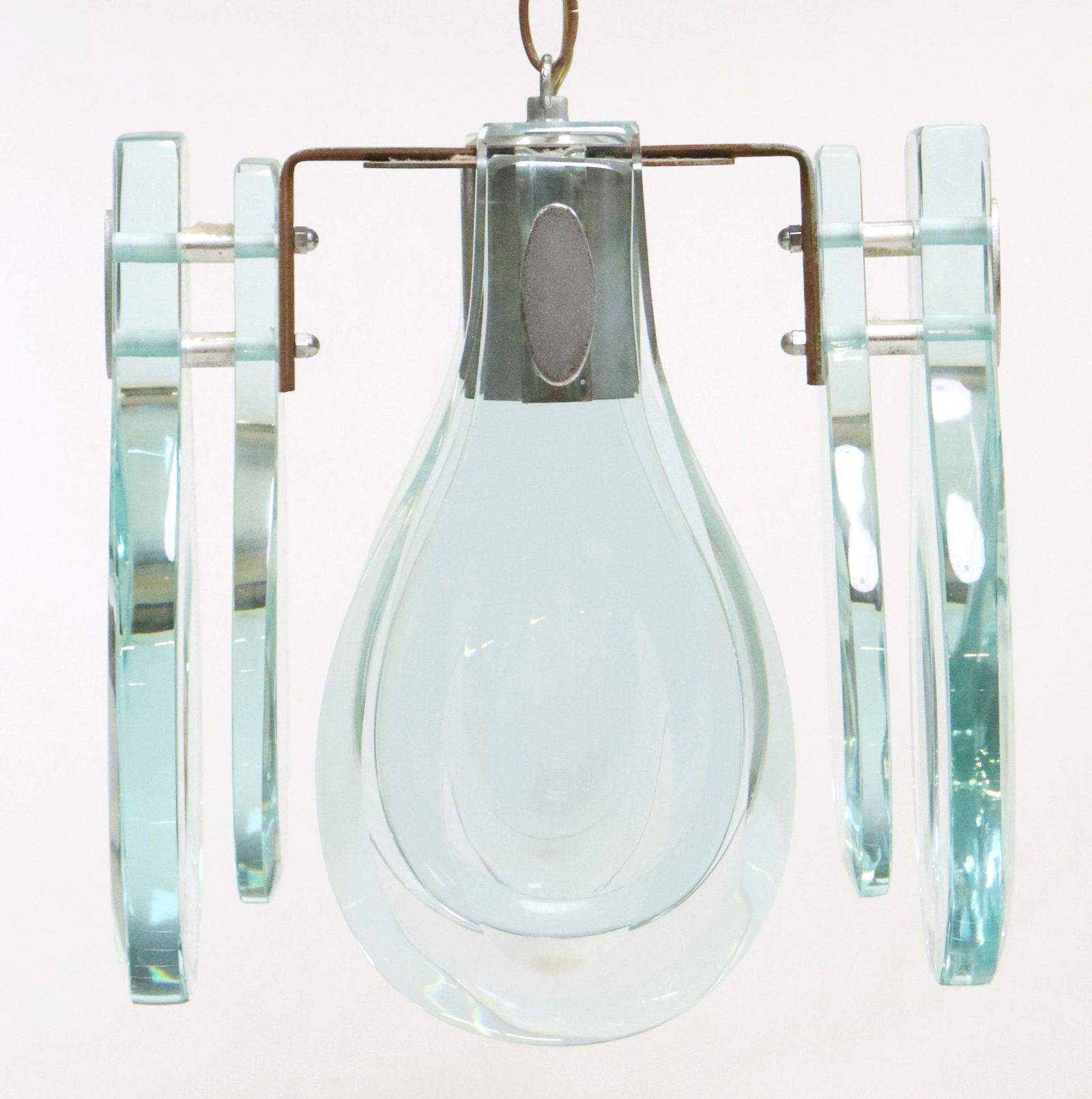 FONTANA ARTE STYLE MID-CENTURY GLASS CEILING LIGHT (1 of 3)