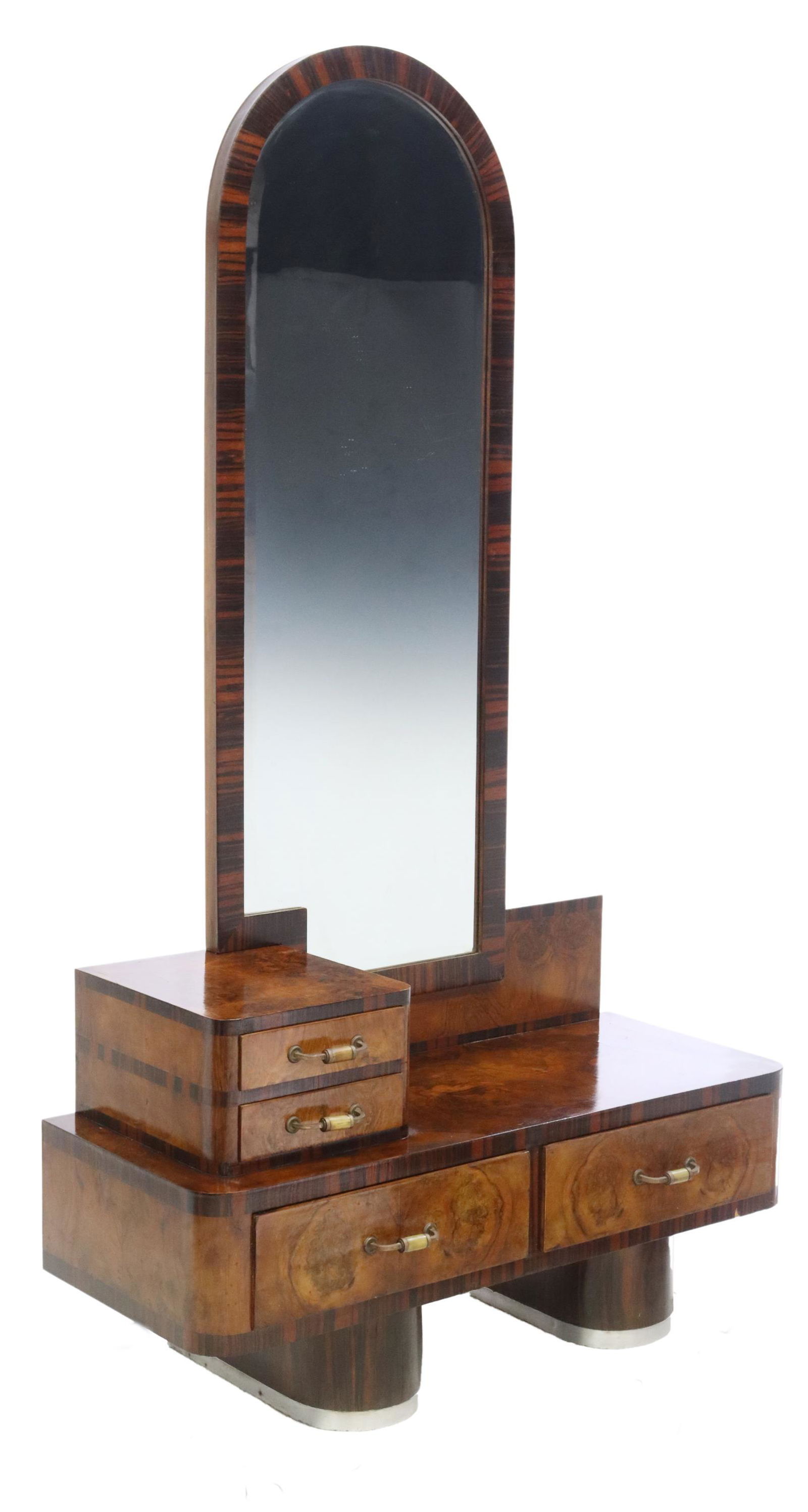 ITALIAN ART DECO BURLWOOD MIRRORED VANITY (1 of 5)