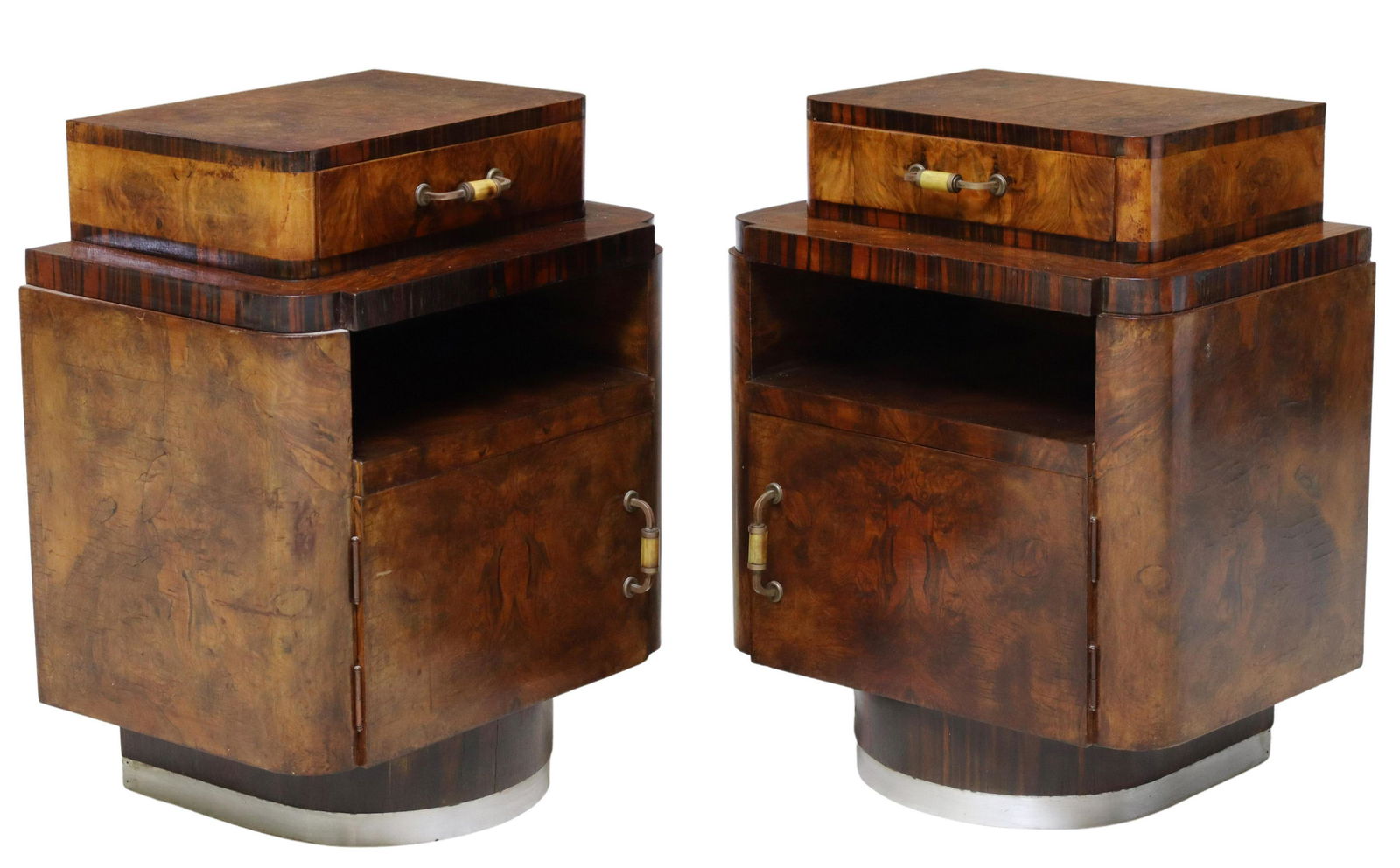 (2) ITALIAN ART DECO BURLWOOD NIGHTSTANDS (1 of 6)