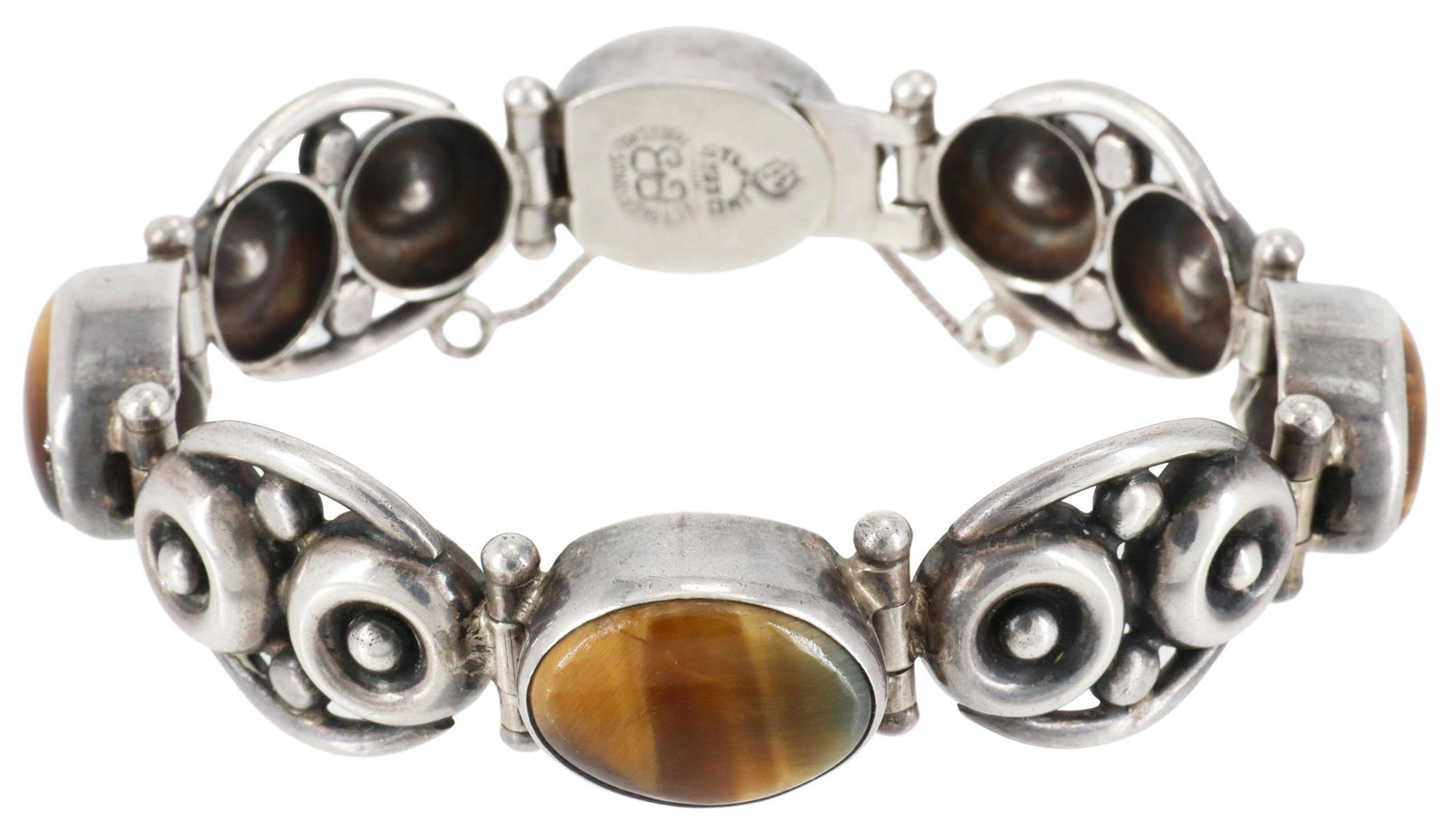 LOS BALLESTEROS TAXCO SILVER TIGER'S EYE BRACELET (1 of 4)