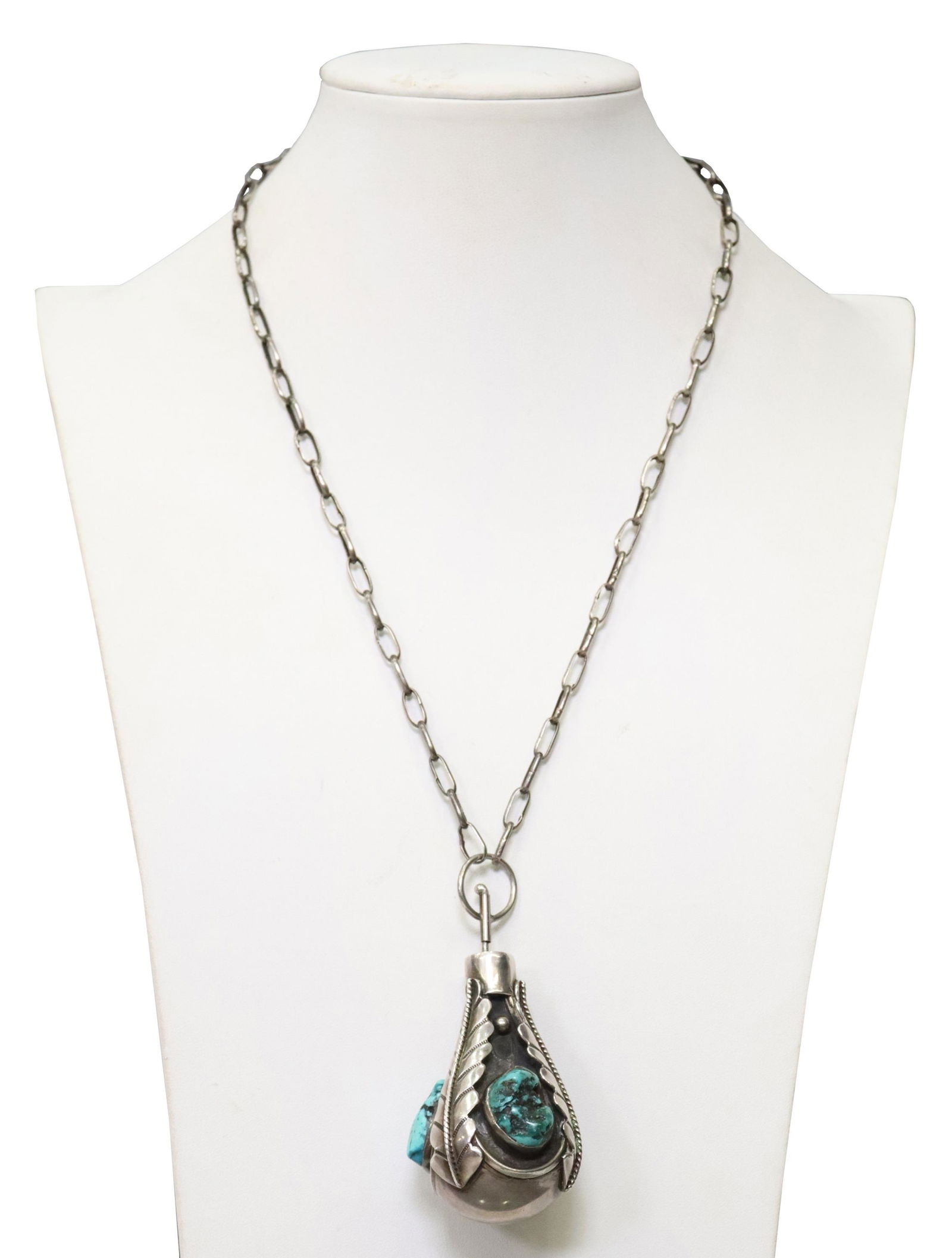 NAVAJO SILVER & TURQUOISE MEDICINE BOTTLE PENDANT (1 of 5)