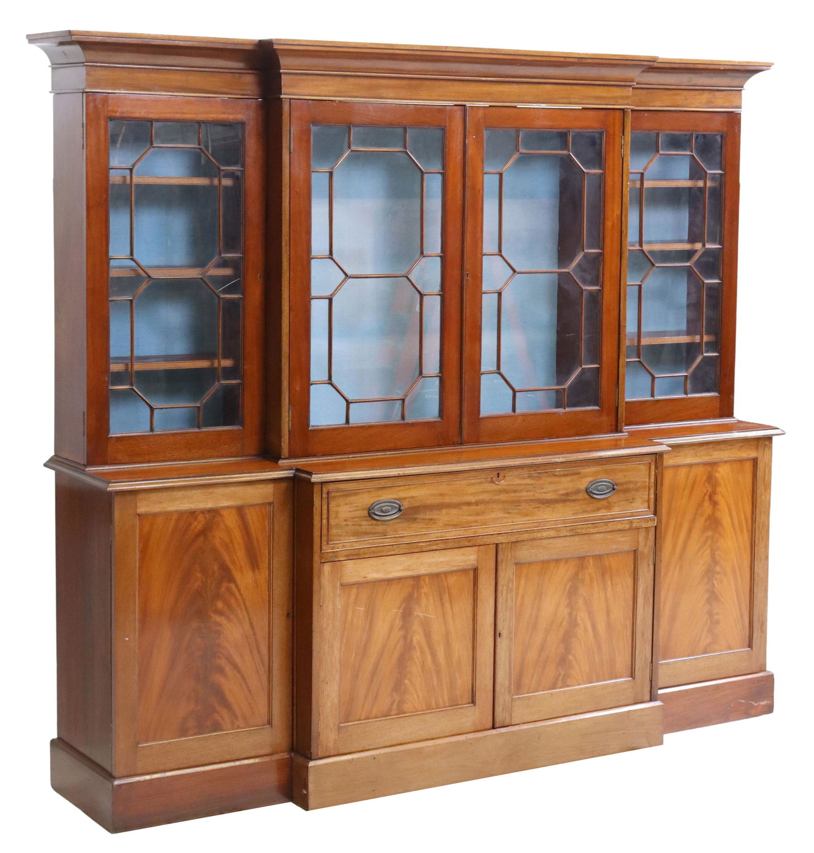 ENGLISH GEORGIAN STYLE MAHOGANY SECRETARY BOOKCASE (1 of 7)
