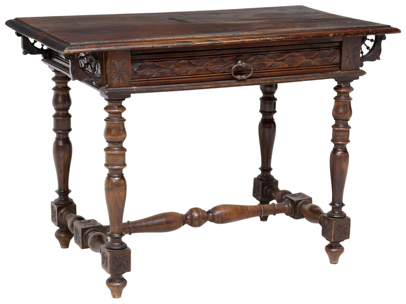 FRENCH BRETON CARVED OAK OCCASIONAL TABLE (1 of 5)