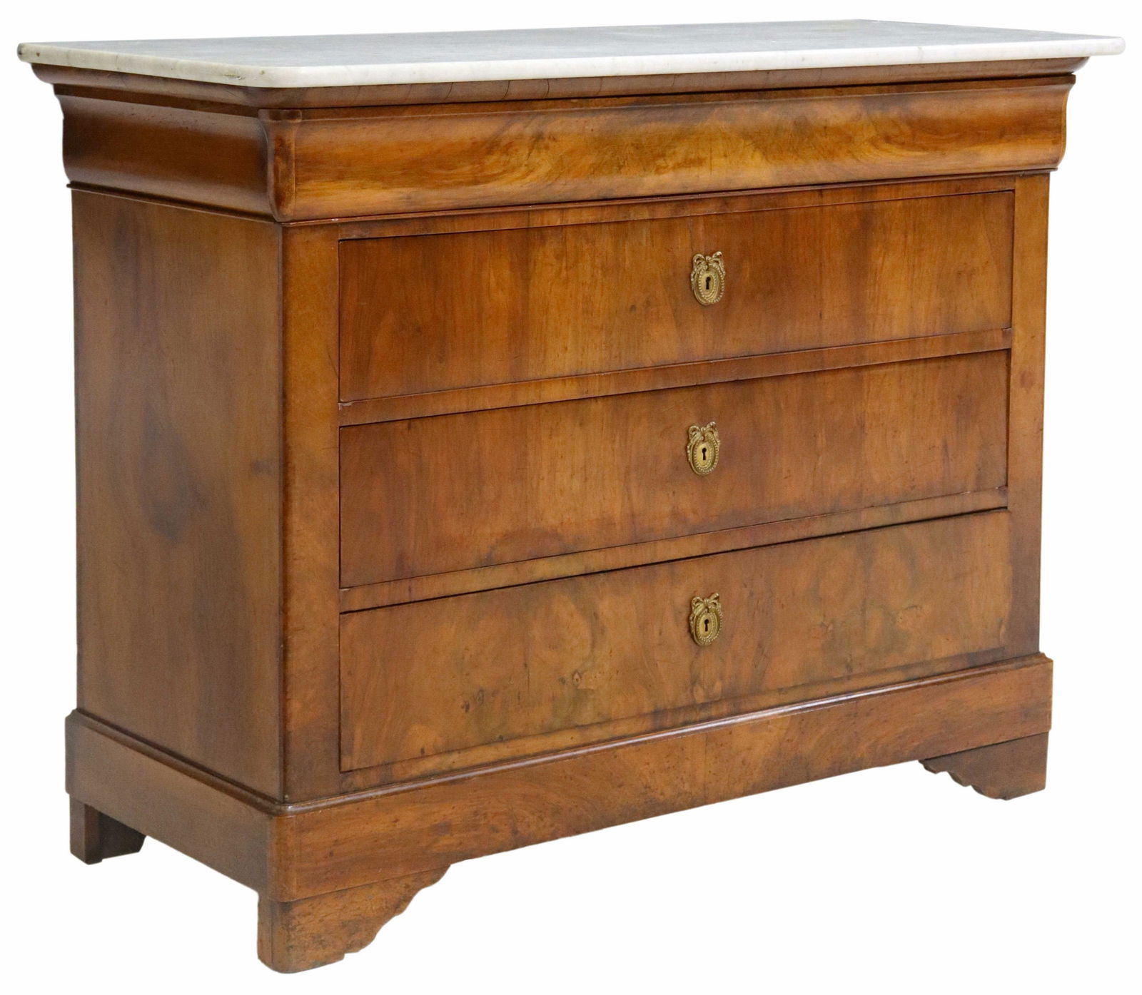 FRENCH LOUIS PHILIPPE MARBLE-TOP WALNUT COMMODE (1 of 5)