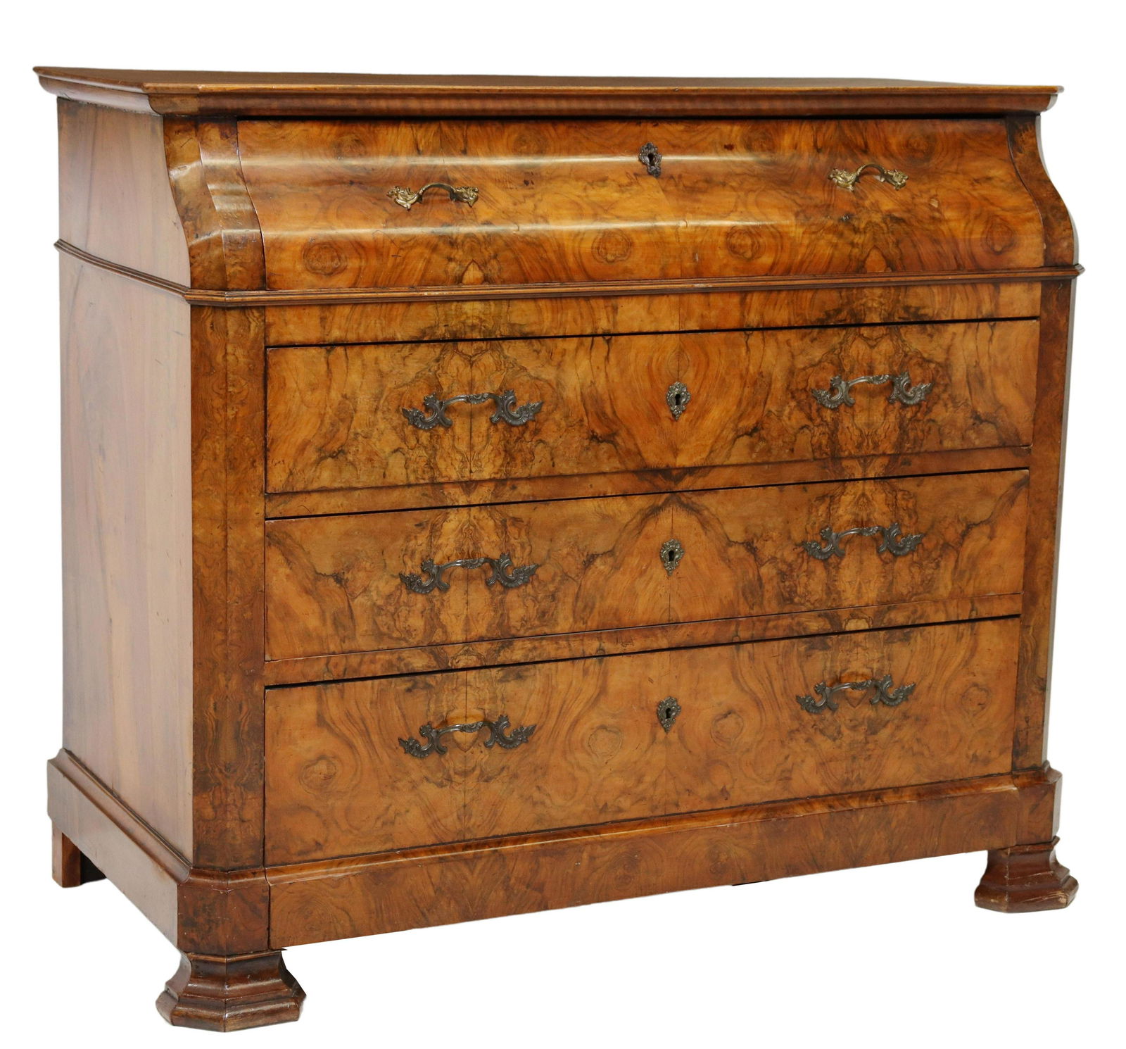 FRENCH LOUIS PHILIPPE BURLED WALNUT COMMODE (1 of 5)