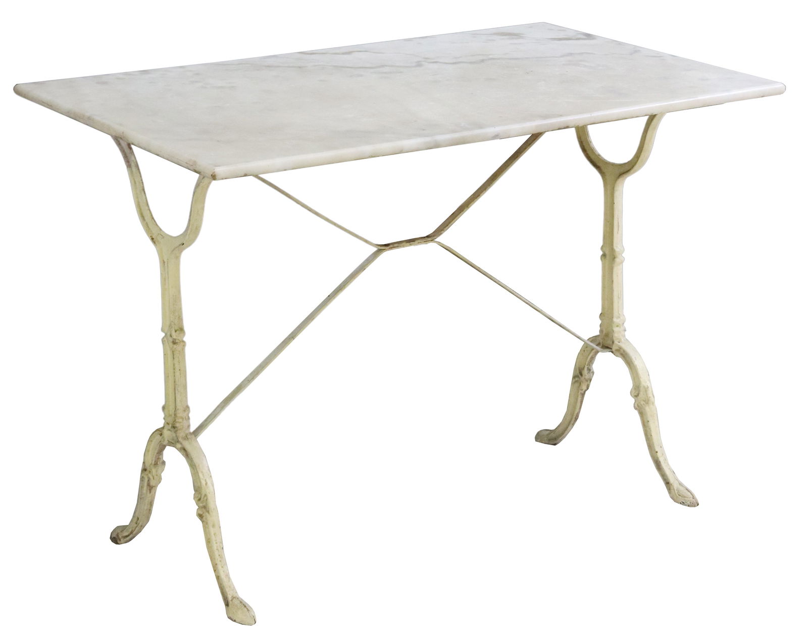 FRENCH MARBLE-TOP & WHITE CAST IRON BISTRO TABLE (1 of 4)