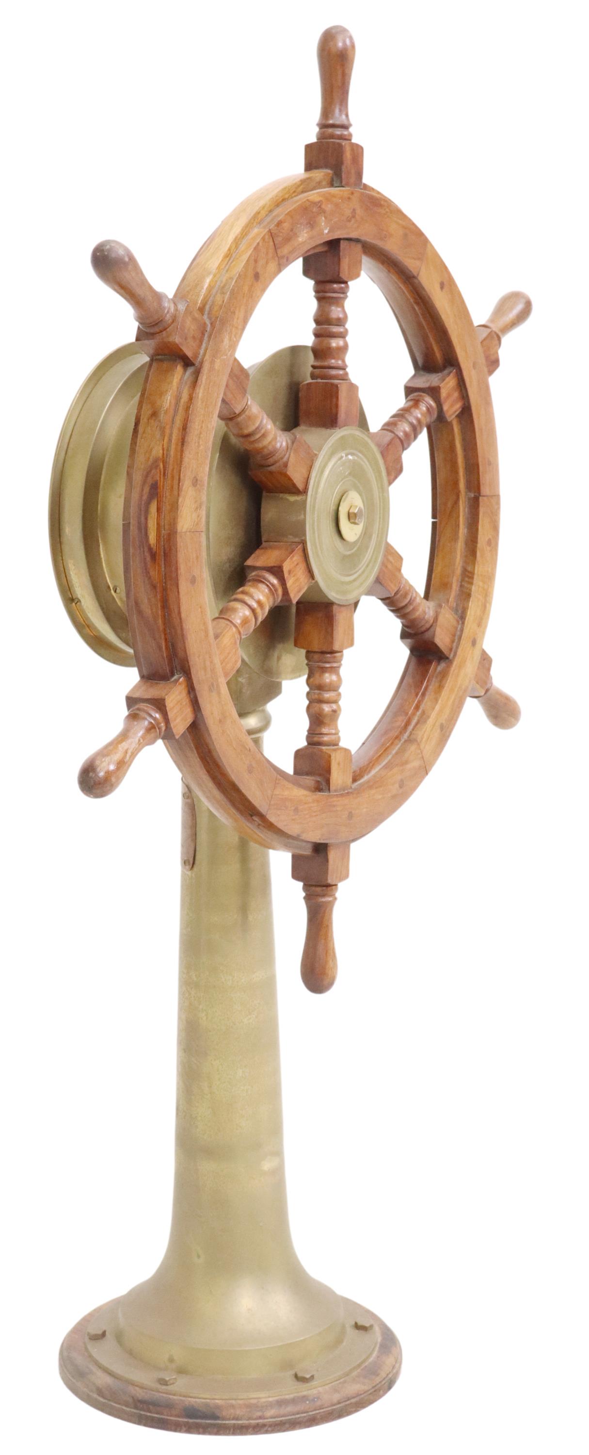 ENGLISH CHADBURN & SON SHIP'S HELM ON BRASS STAND (1 of 6)