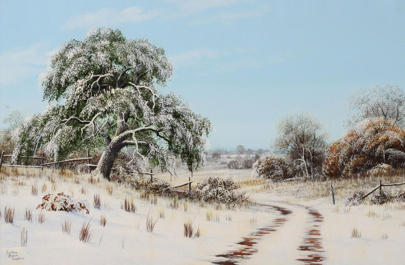 CYNTHIA BRYANT WATKINS (TX) PAINTING, WINTER SCENE (1 of 4)