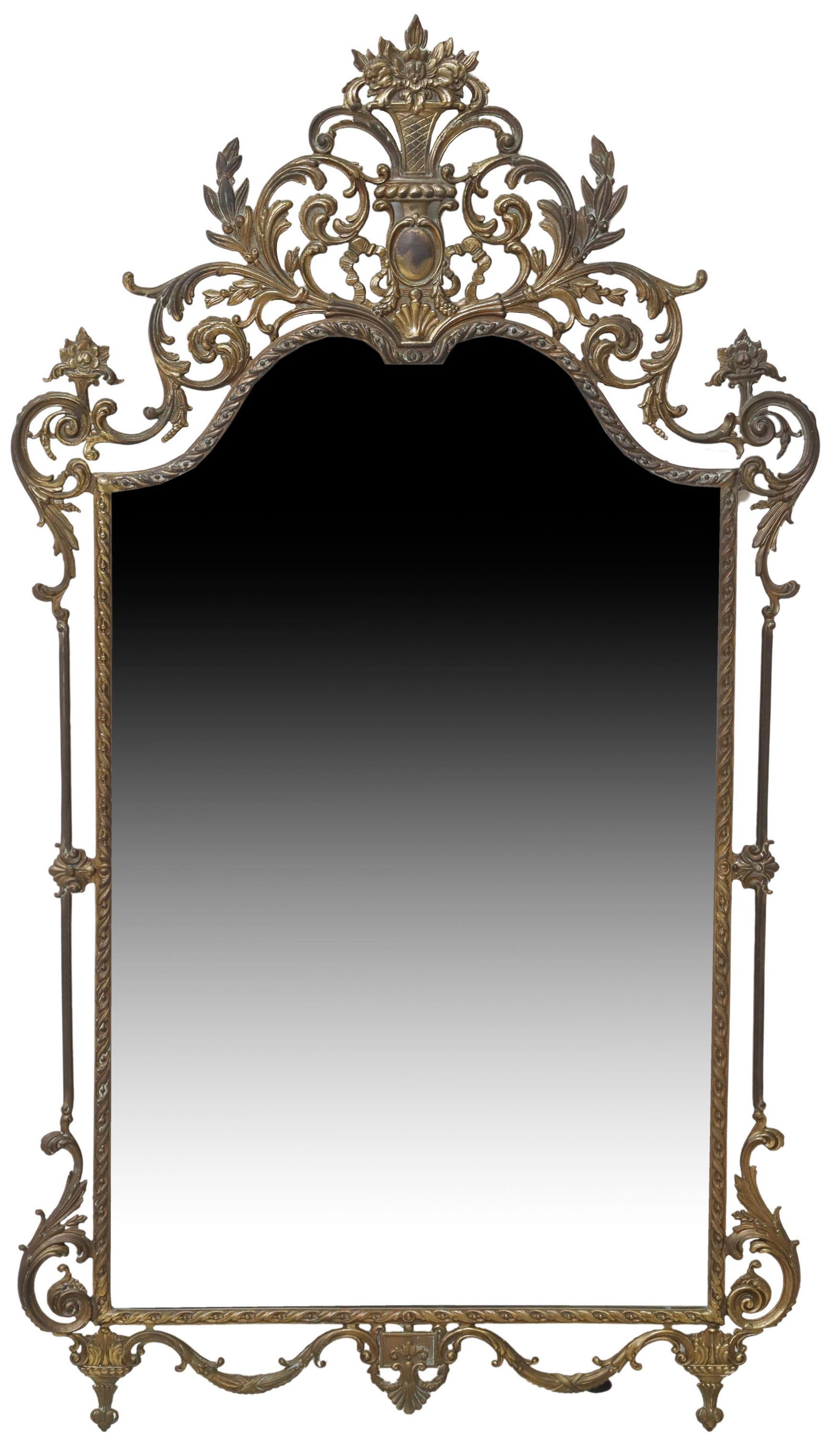 LOUIS XV STYLE SCROLLED FOLIATE METAL WALL MIRROR (1 of 3)