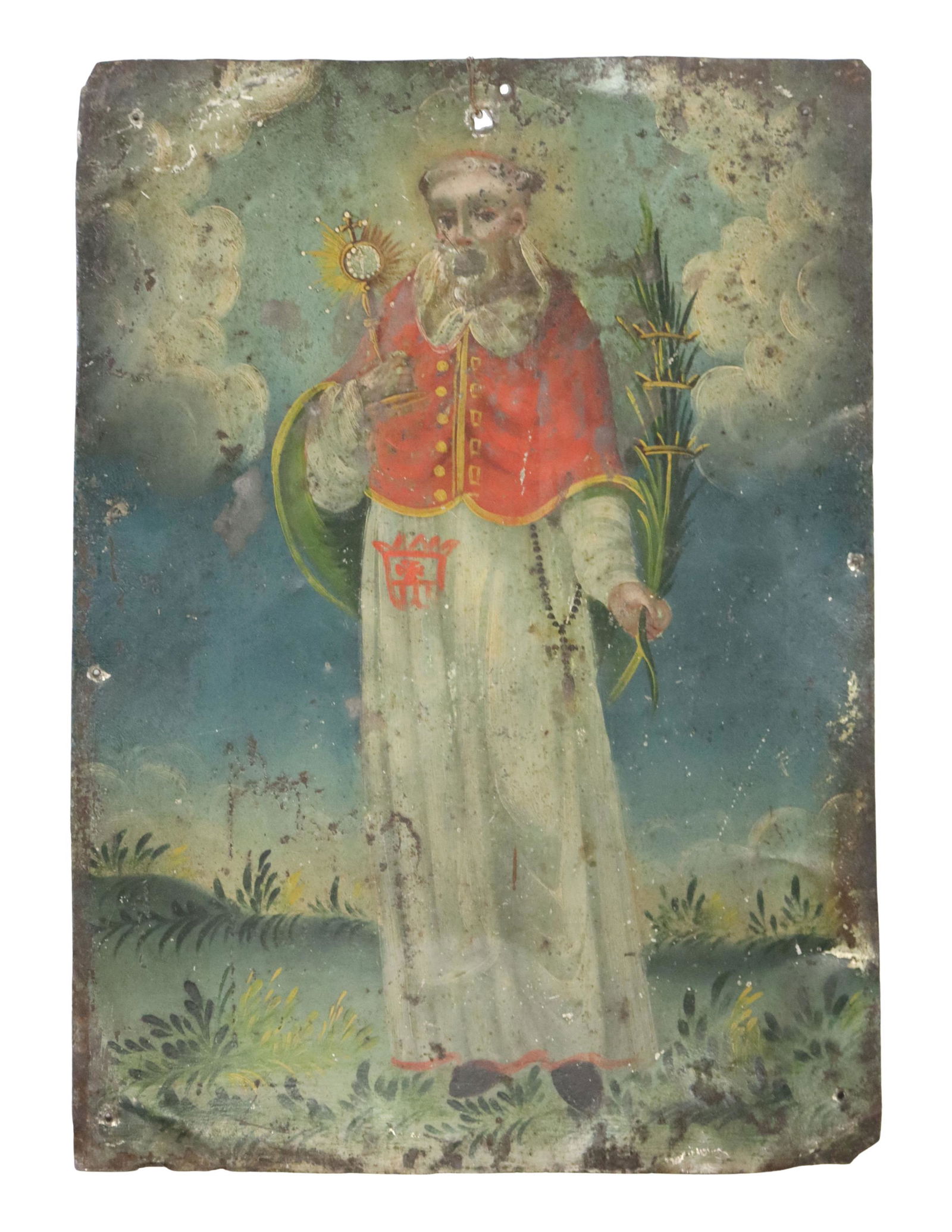 OIL ON TIN RETABLO, SAINT RAYMOUND NONNATUS (1 of 2)