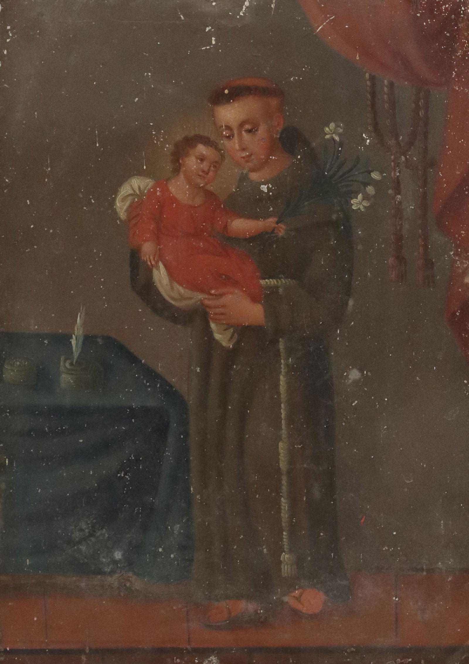 FRAMED OIL ON TIN RETABLO, SAINT ANTHONY OF PADUA (1 of 4)