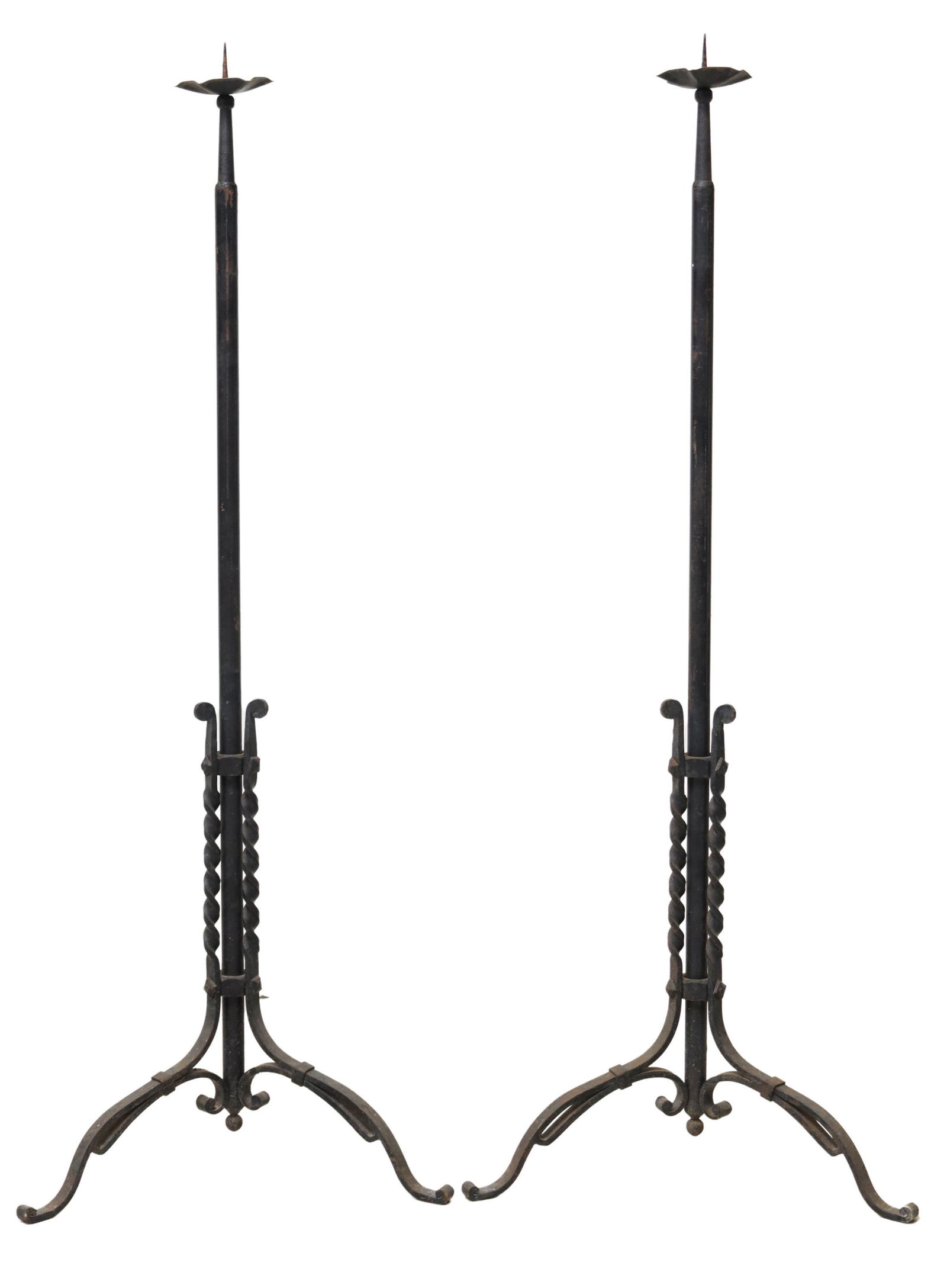 (2) WROUGHT IRON STANDING CANDLE PRICKETS (1 of 3)
