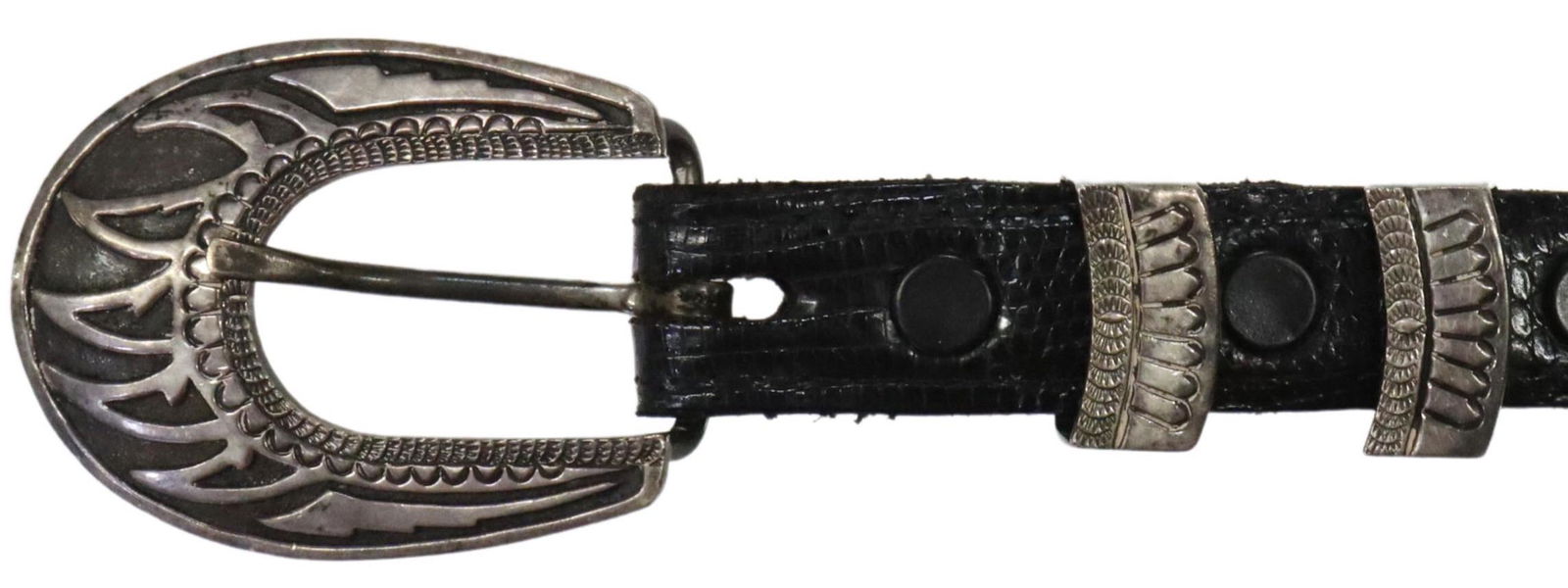LEE CHARLEY JR. NAVAJO STERLING RANGER BUCKLE SET (1 of 6)
