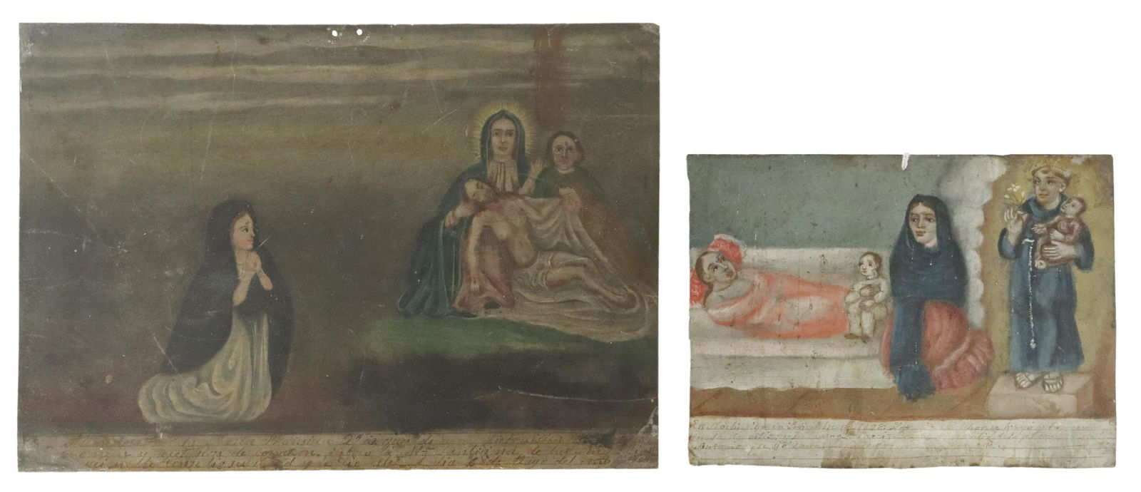 (2) OIL ON TIN EX-VOTO RETABLO, MEXICO (1 of 4)