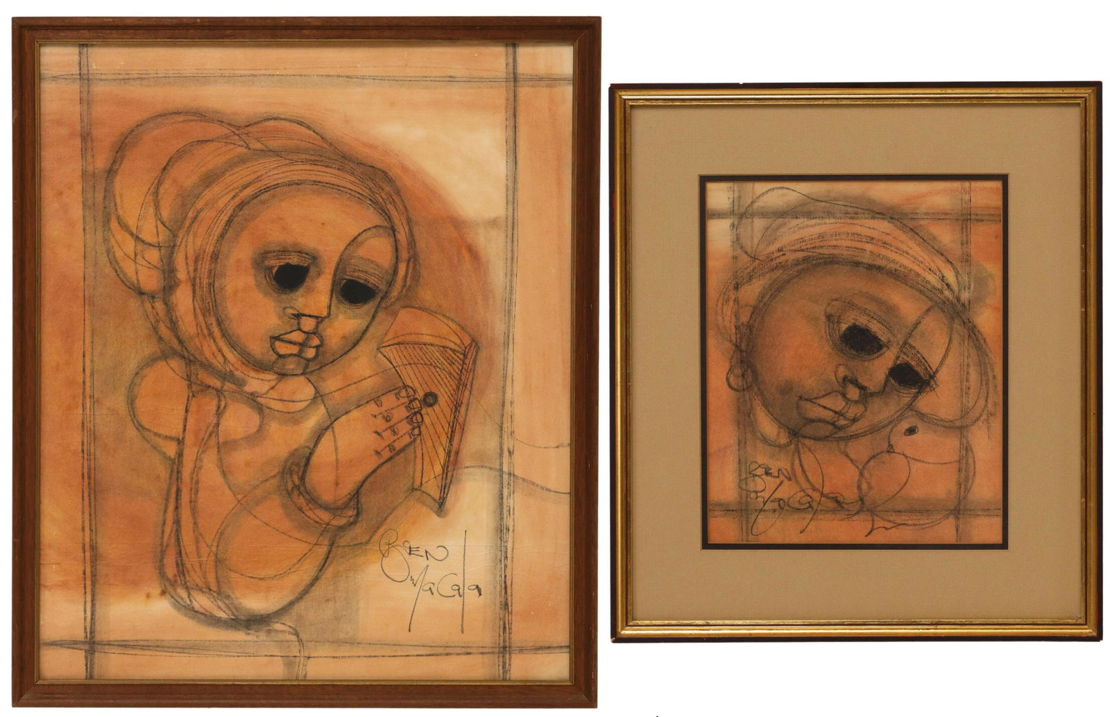 (2) BEN MACALA (1938-1997) PASTEL DRAWINGS (1 of 7)