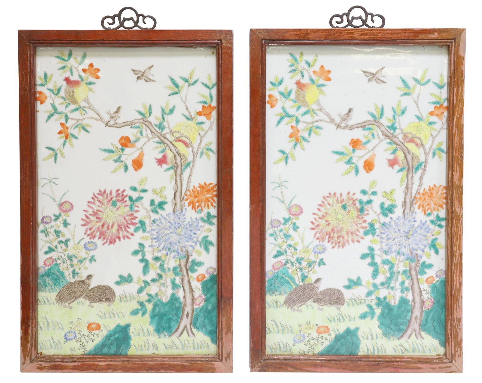 (2) FRAMED CHINESE ENAMELED PORCELAIN PLAQUES (1 of 2)