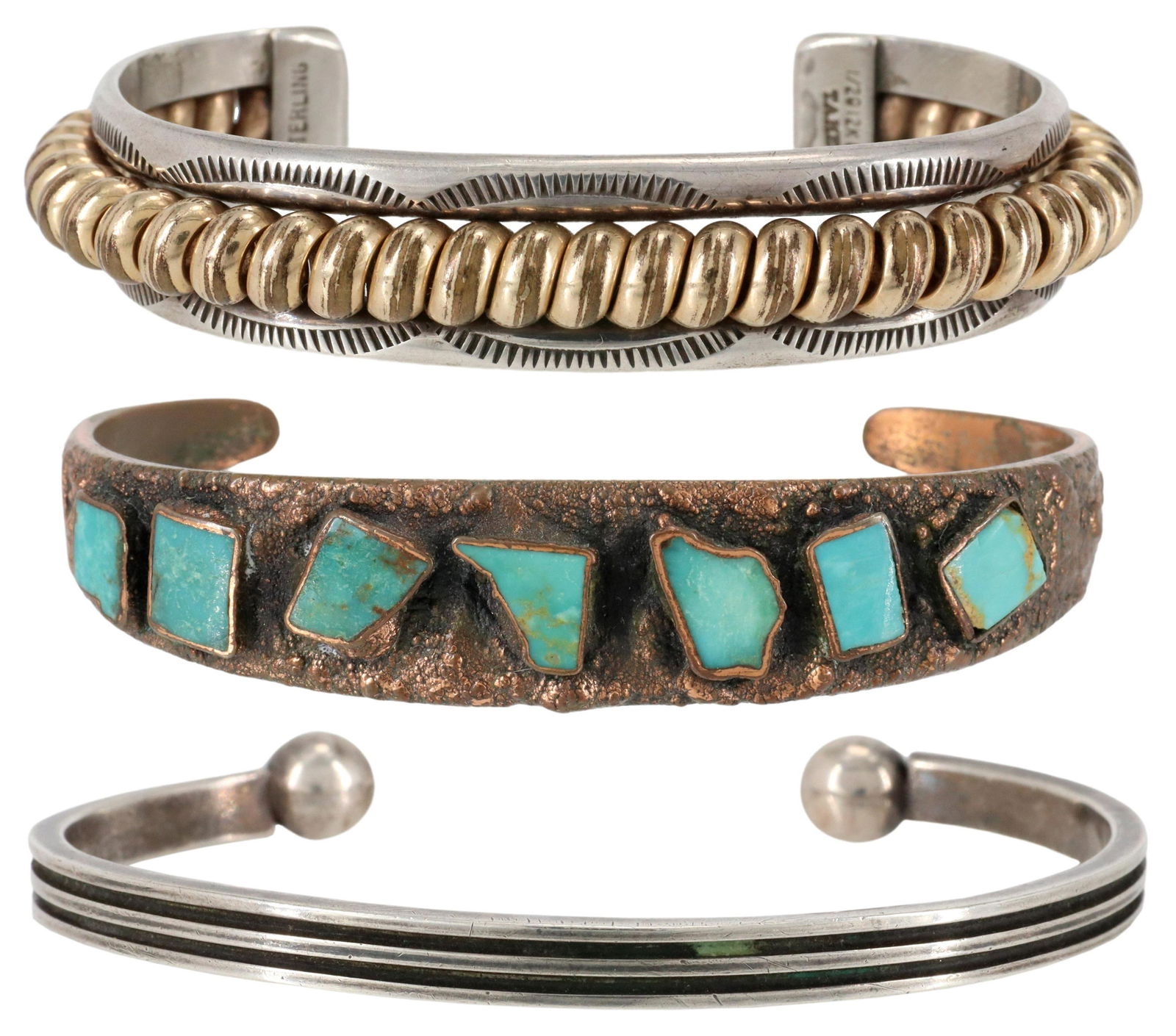 (3) NAVAJO & SOUTHWEST SILVER, GF & COPPER CUFFS (1 of 7)
