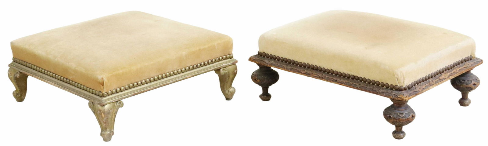 (2) PETITE FRENCH YELLOW VELVET FOOTSTOOLS (1 of 4)
