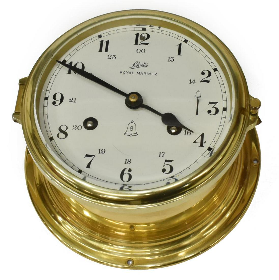 SCHATZ ROYAL MARINER BRASS SHIPS BELL CLOCK (1 of 4)